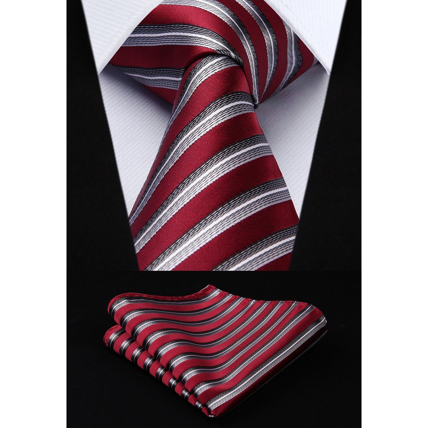 5PCS Tie & Pocket Square Set - 02-T5-S4 Christmas Gifts for Men