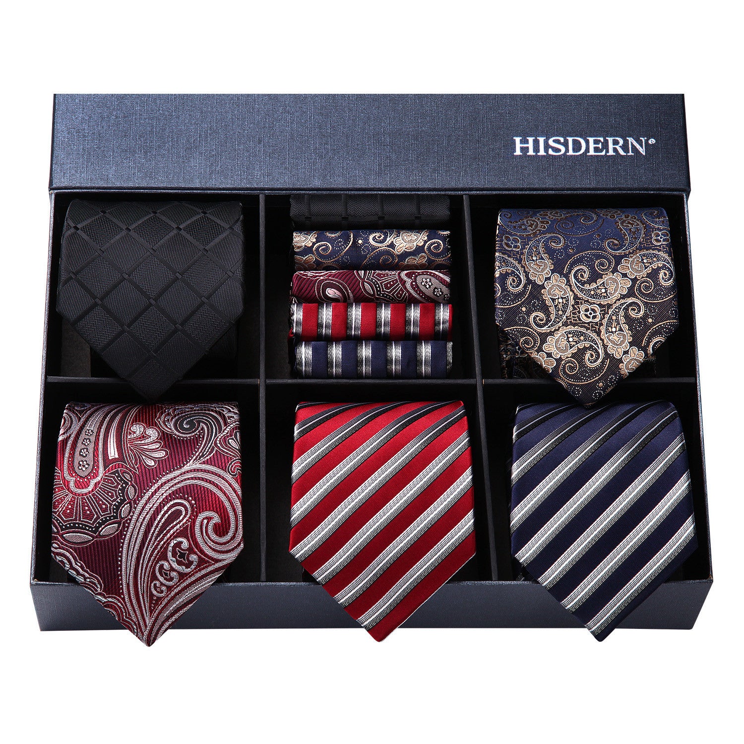 5PCS Tie & Pocket Square Set - 02-T5-S4 Christmas Gifts for Men