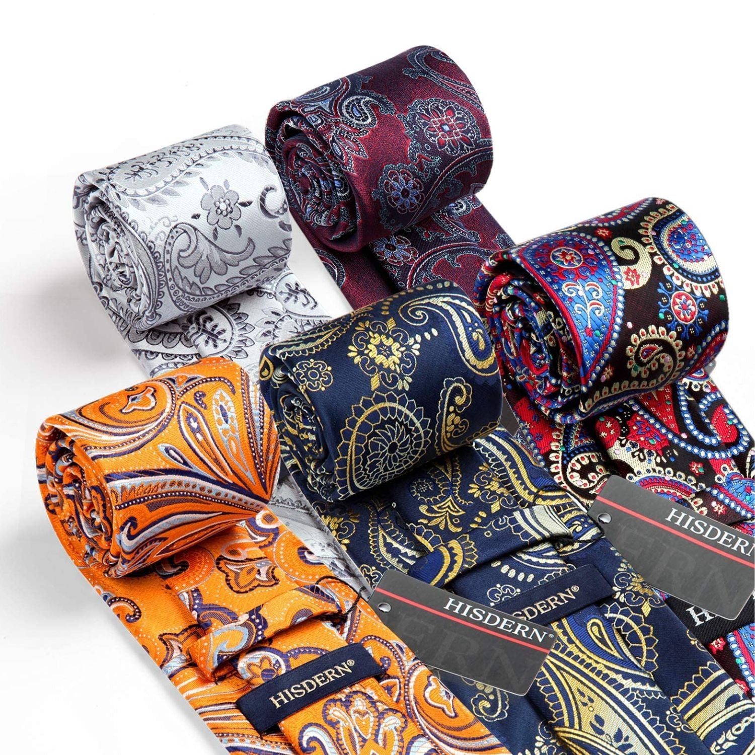 5PCS Tie & Pocket Square Set - 03-T5-S7 Christmas Gifts for Men