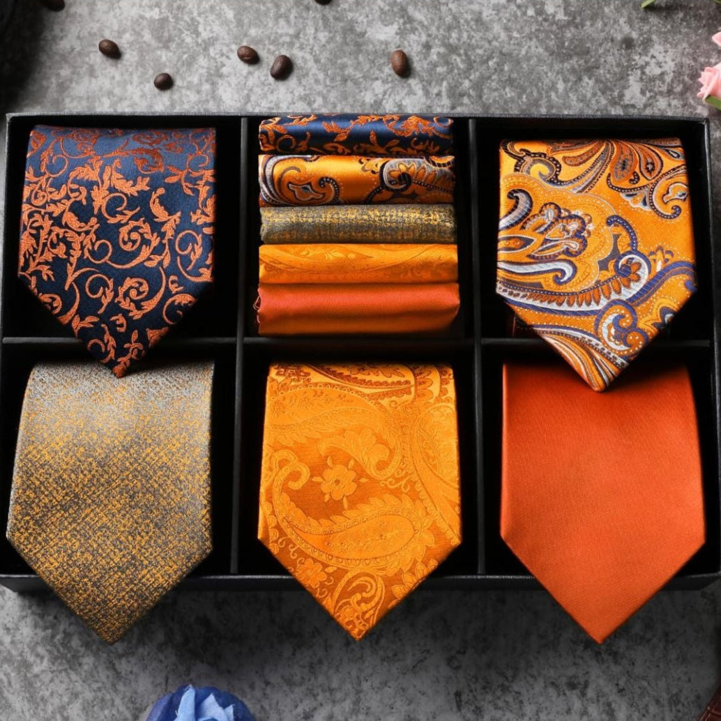 5-Piece Pattern Tie Set Wedding Accessory Gift Box Set