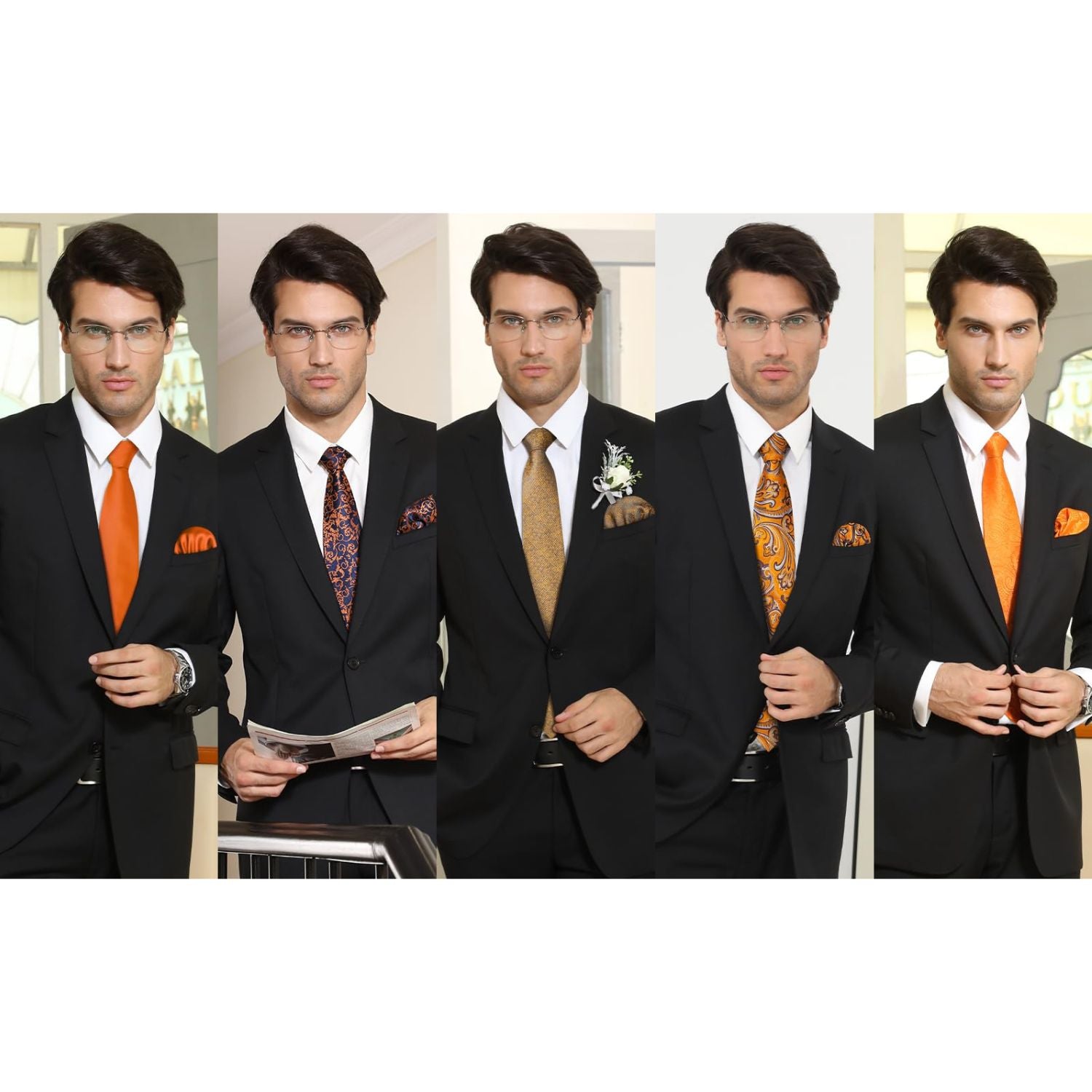 5-Piece Pattern Tie Set Wedding Accessory Gift Box Set