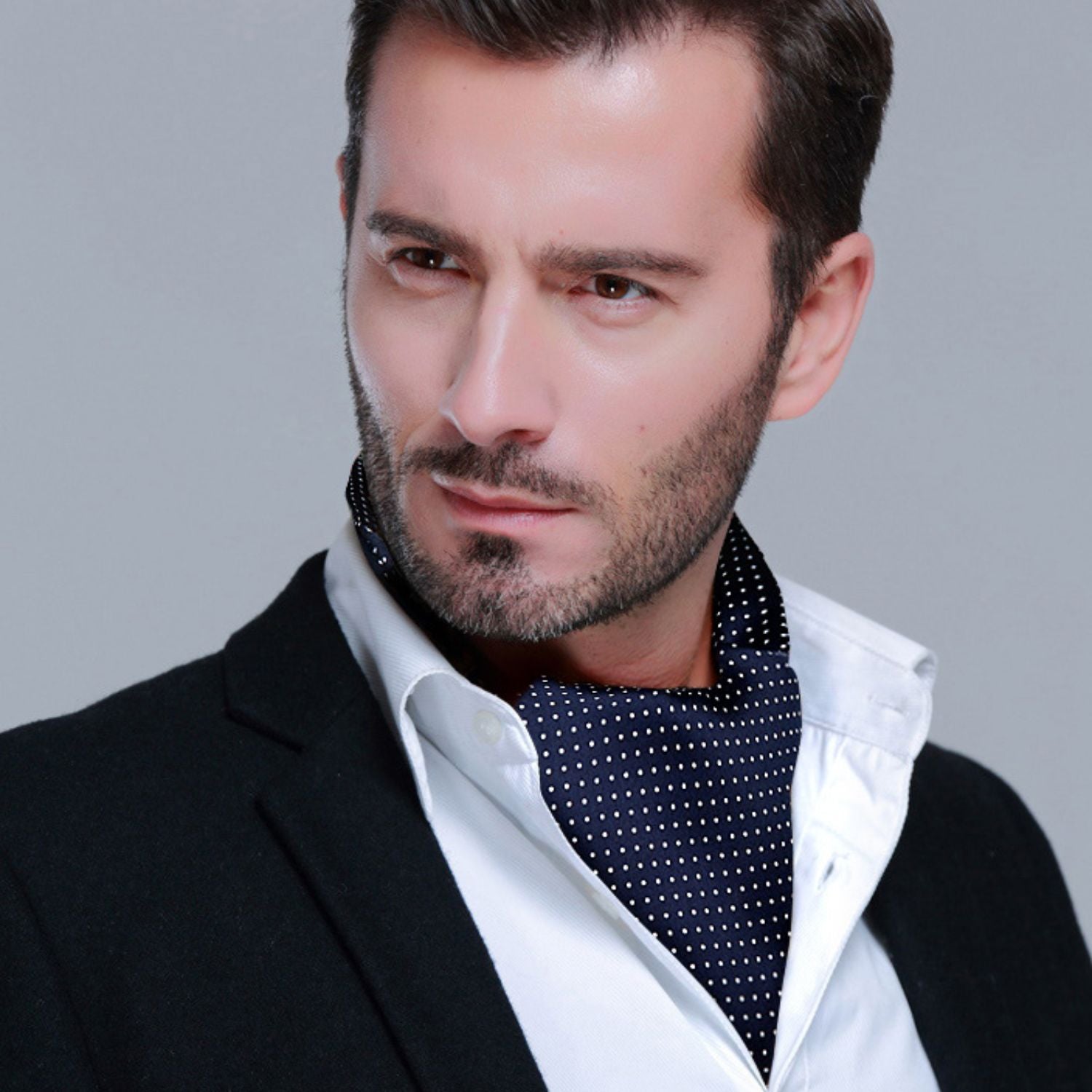 Polka Dot Ascot Cravat Scarf - B-BLUE POLKA DOT03 - Hisdern