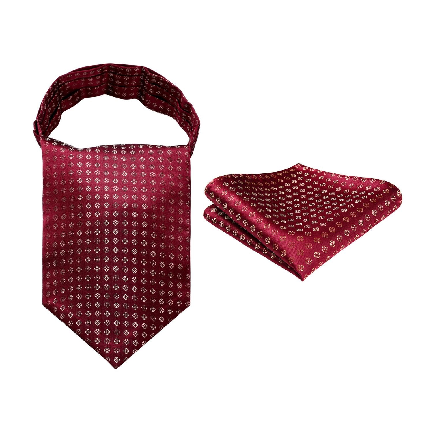 Floral Paisley Ascot Cravat Scarf - RED / GOLD