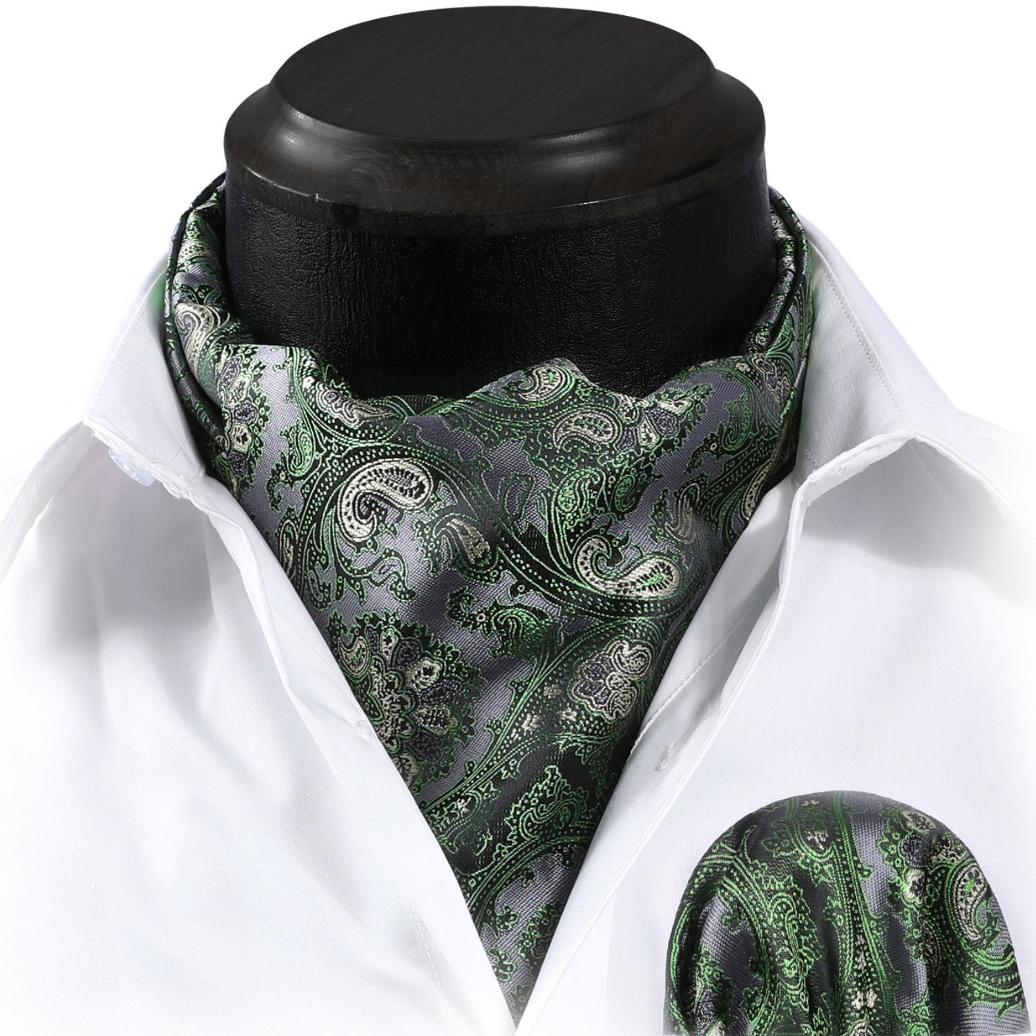 Paisley Ascot Handkerchief Set - A-GREEN FLORAL