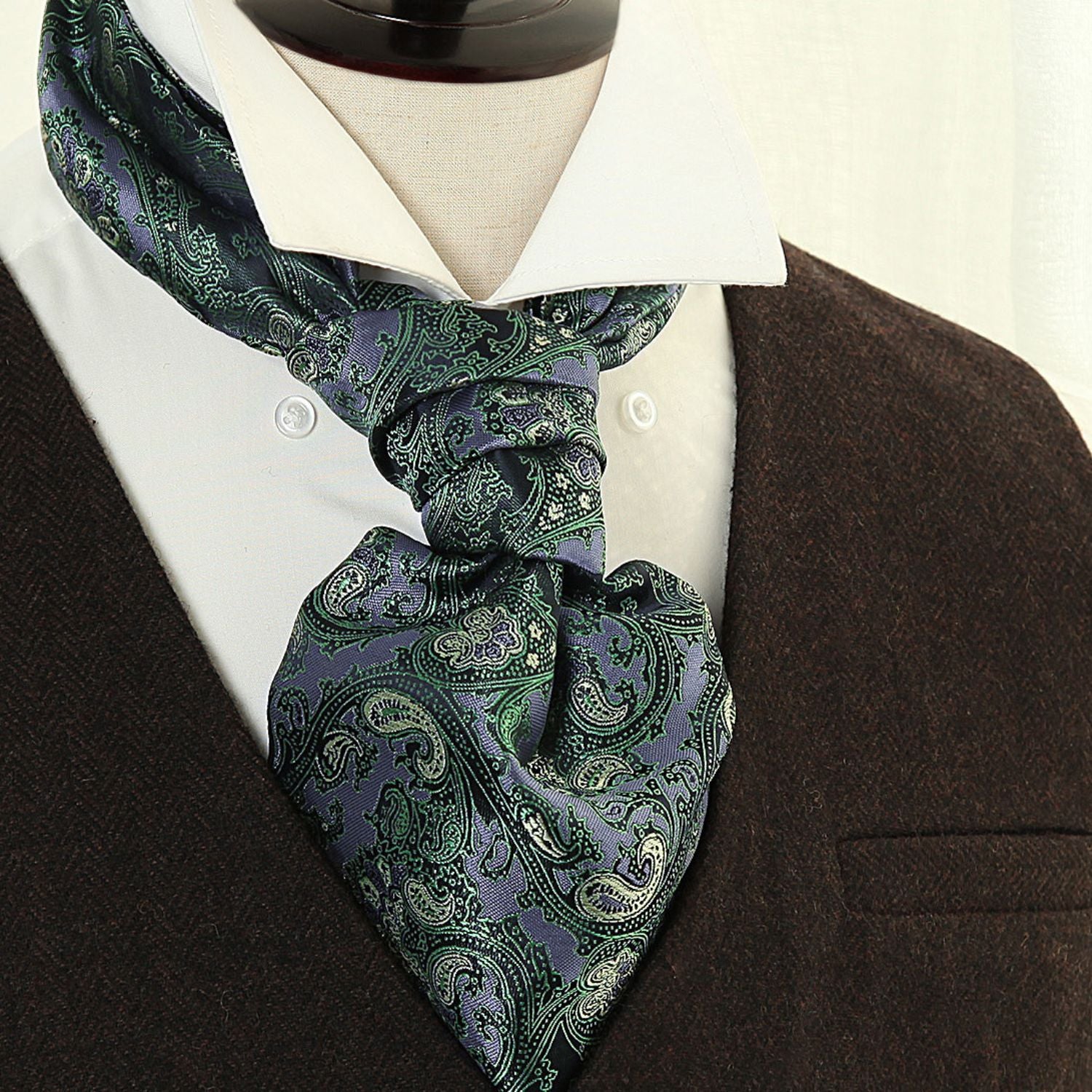 Paisley Ascot Handkerchief Set - A-GREEN FLORAL