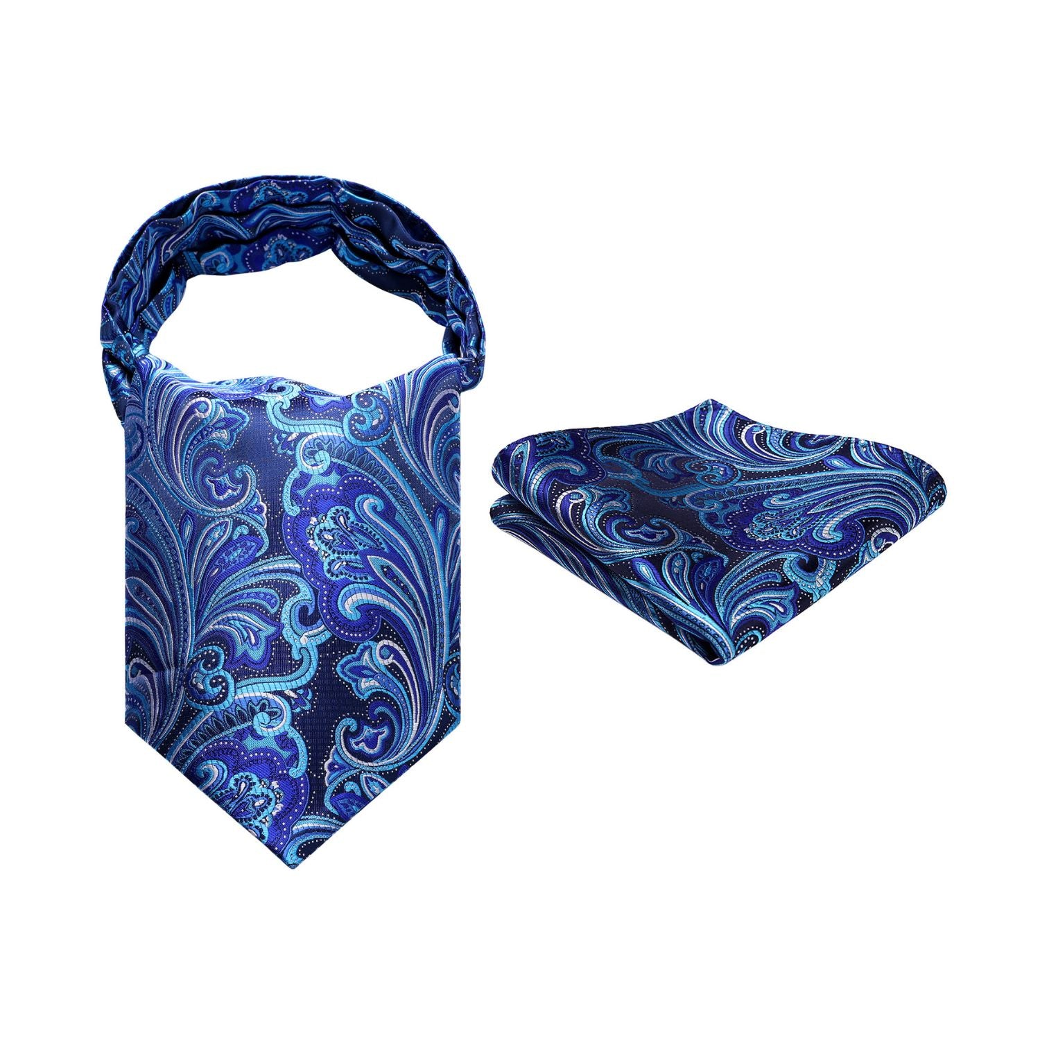 Paisley Ascot Cravat Scarf - BLUE/PURPLE