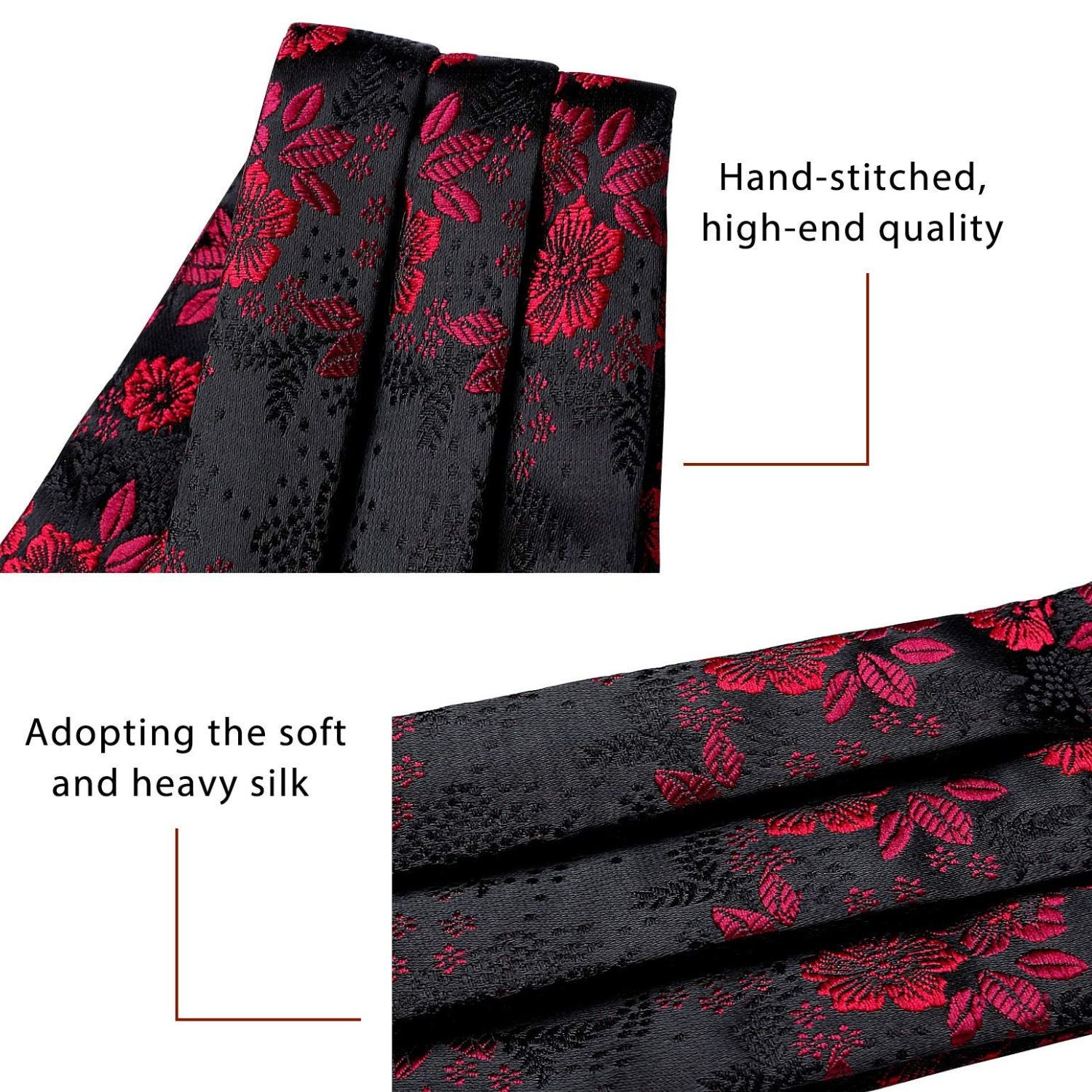 Floral Paisley Ascot Cravat Scarf - RED/BLACK