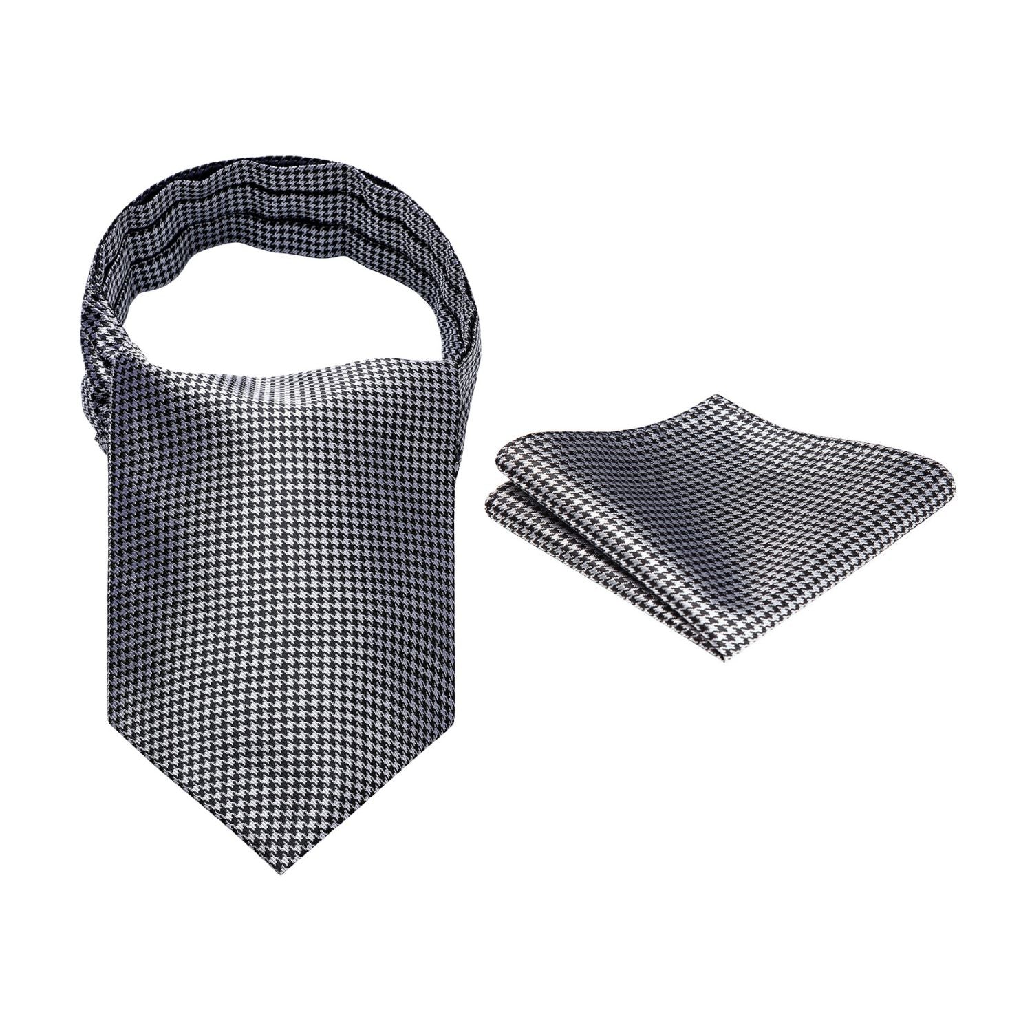 Dot Ascot Cravat Scarf - B-BLACK WHITE CHECKERED