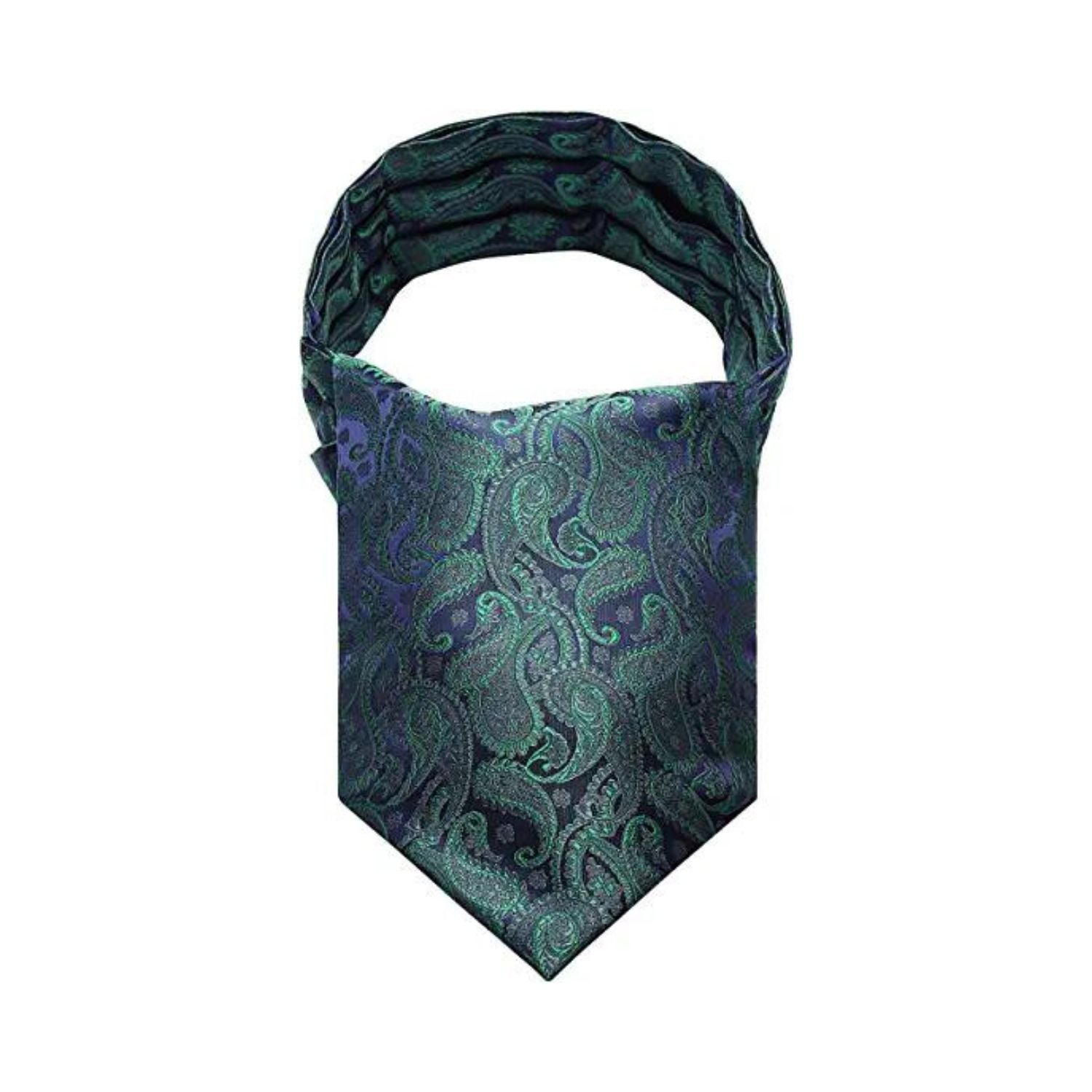 Floral Paisley Ascot Cravat Scarf - GREEN 4