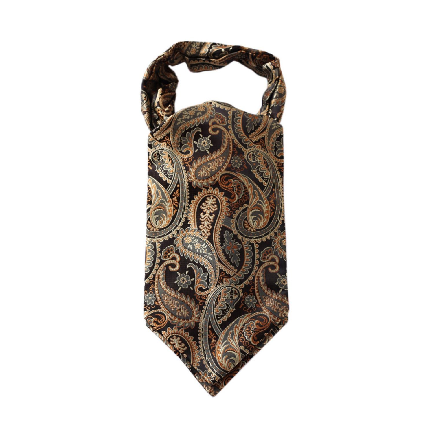 Floral Paisley Ascot Cravat Scarf - A-BROWN/GOLD