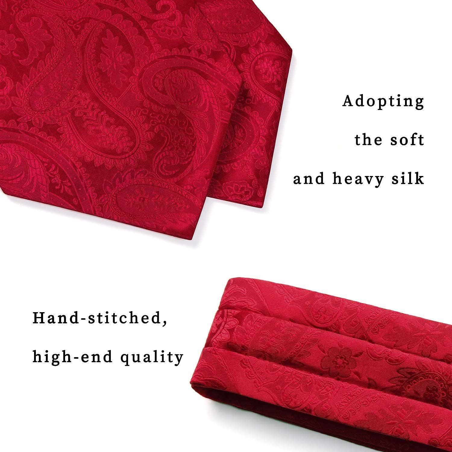 Paisley Floral Ascot Handkerchief Set - B-RED