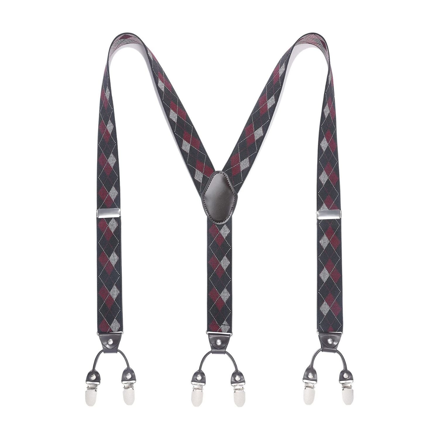 Y-shaped Adjustable Suspender with 6 Clips - 11 BLUE/GREY