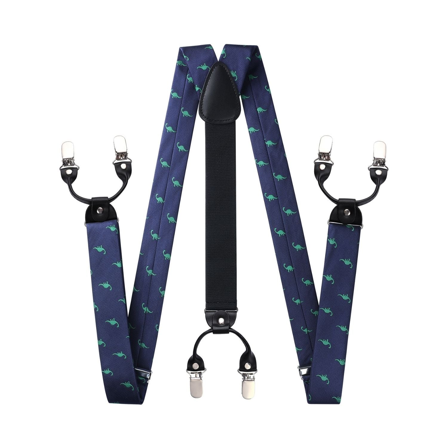 Dinosaur Suspender Bow Tie Handkerchief - NAVY BLUE