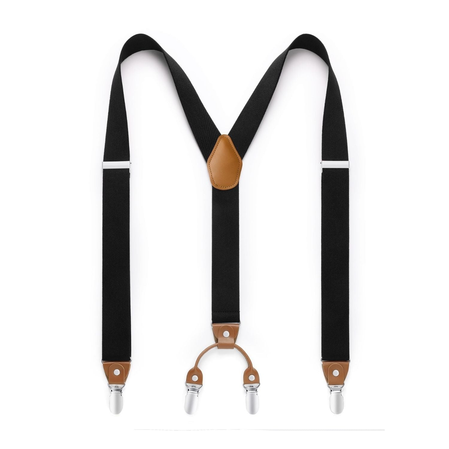 Y-shaped Adjustable Suspender with 4 Clips - 10 BLACK
