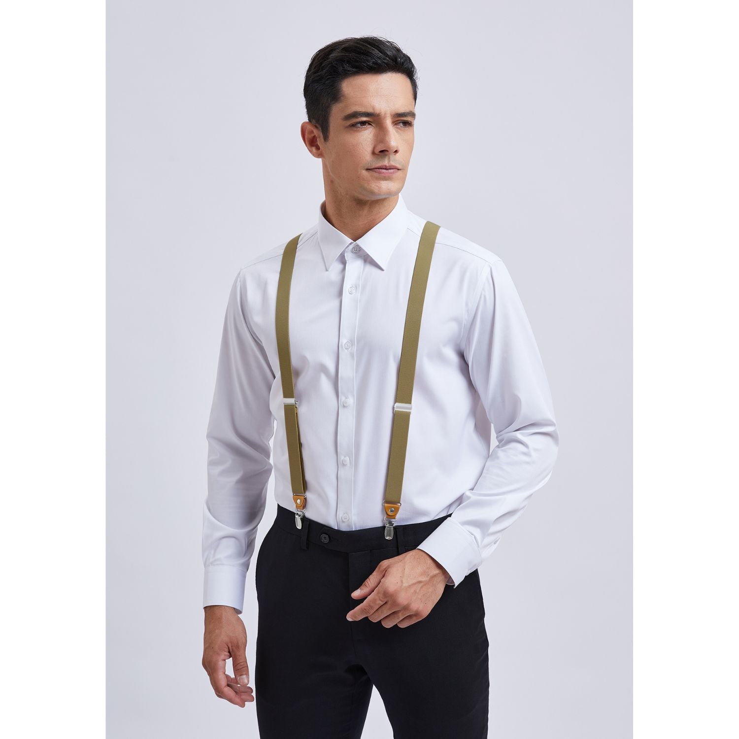 1.0 inch Adjustable Suspender with 4 Clips - 05 KHAKI