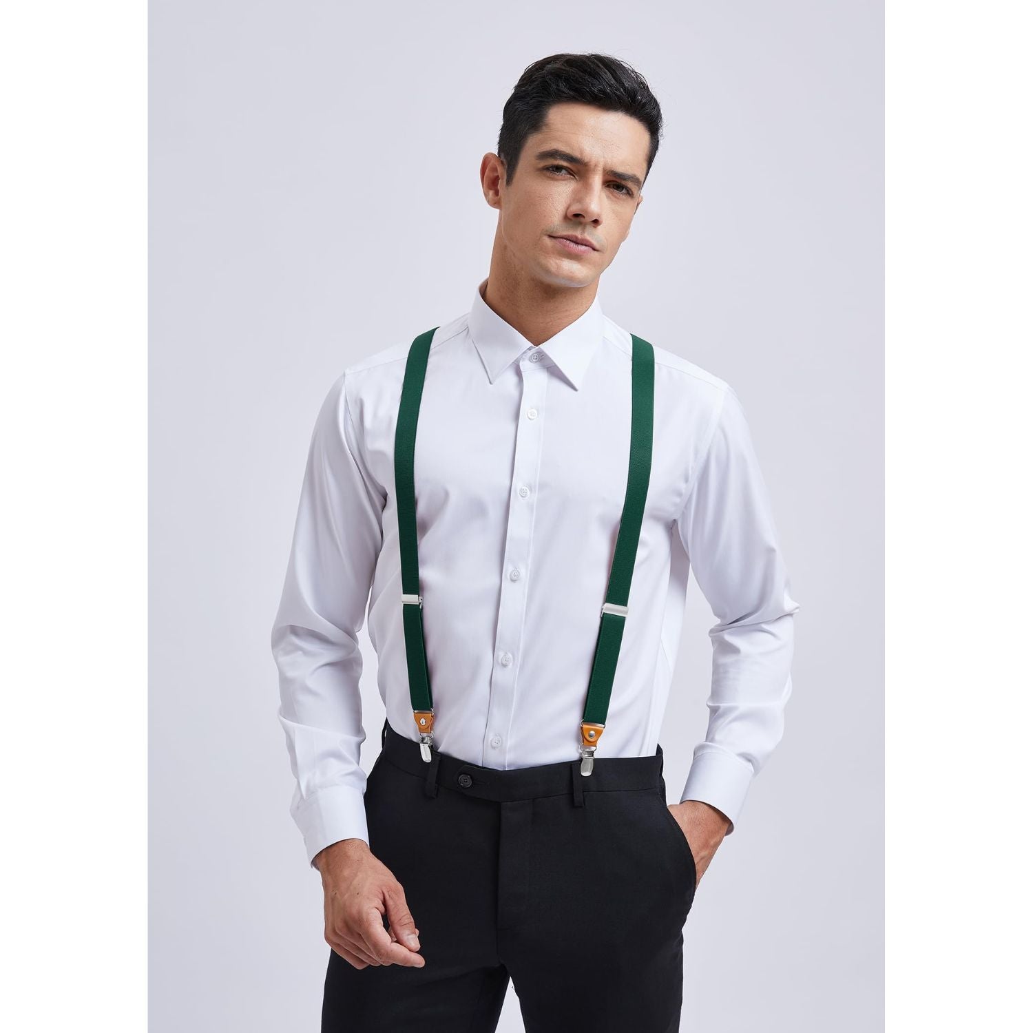 1.0 inch Adjustable Suspender with 4 Clips - GREEN