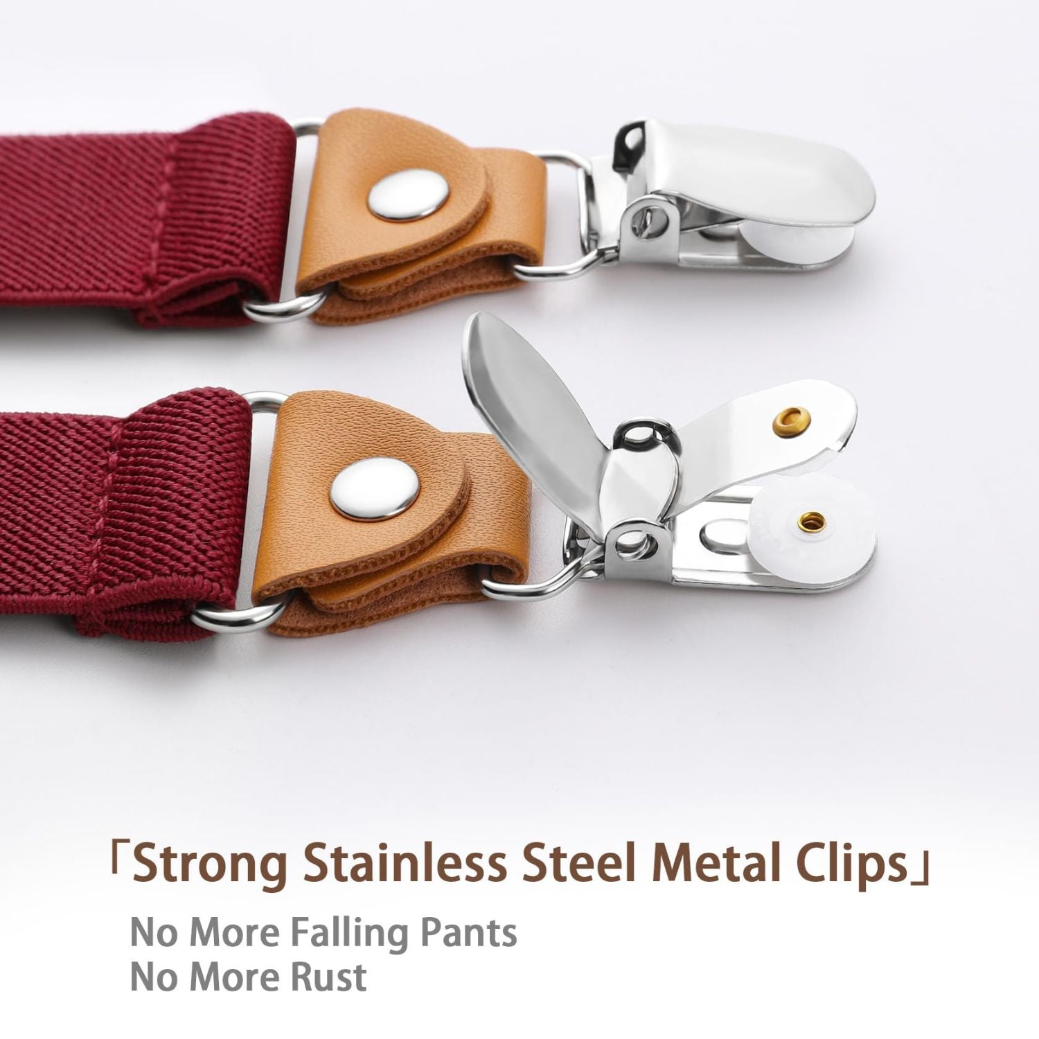 1.0 inch Adjustable Suspender with 4 Clips - RED