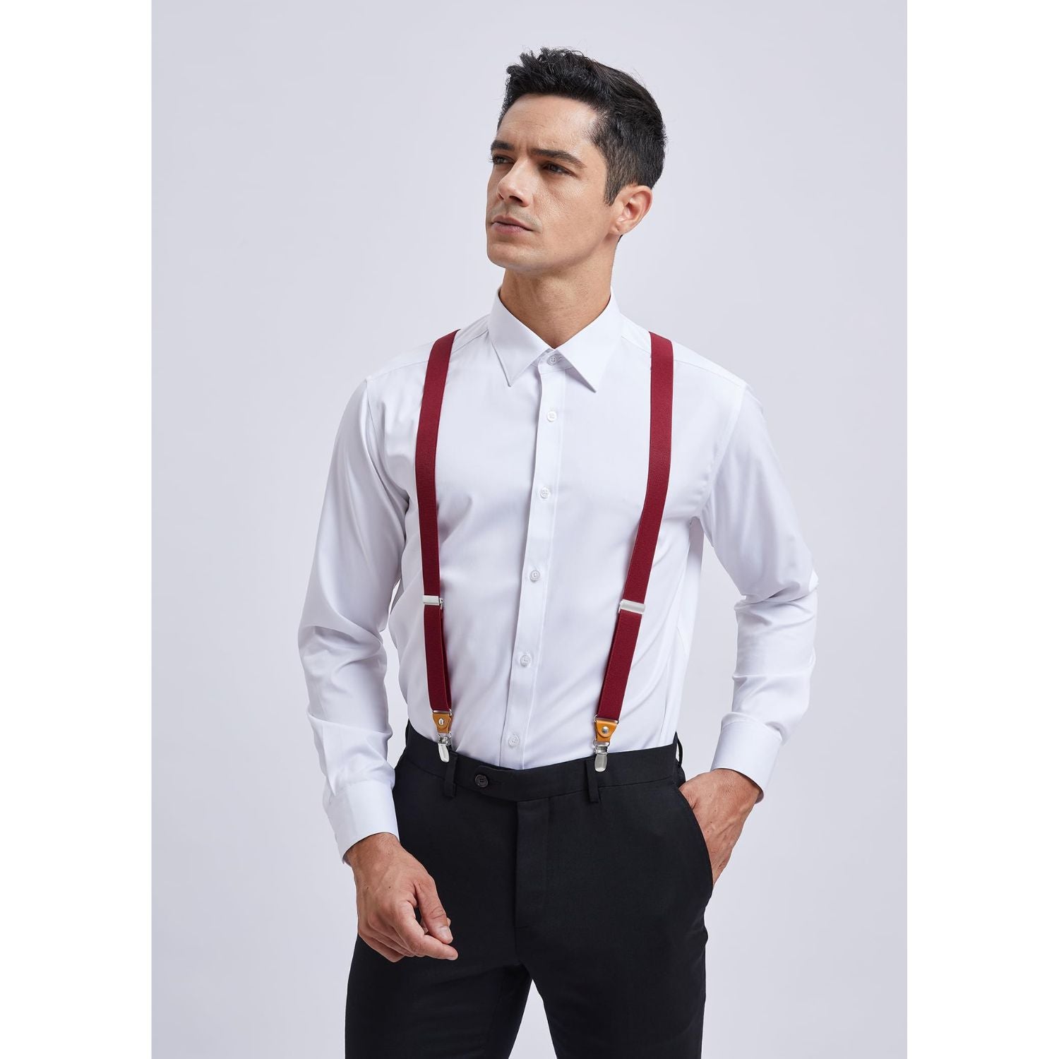 1.0 inch Adjustable Suspender with 4 Clips - RED