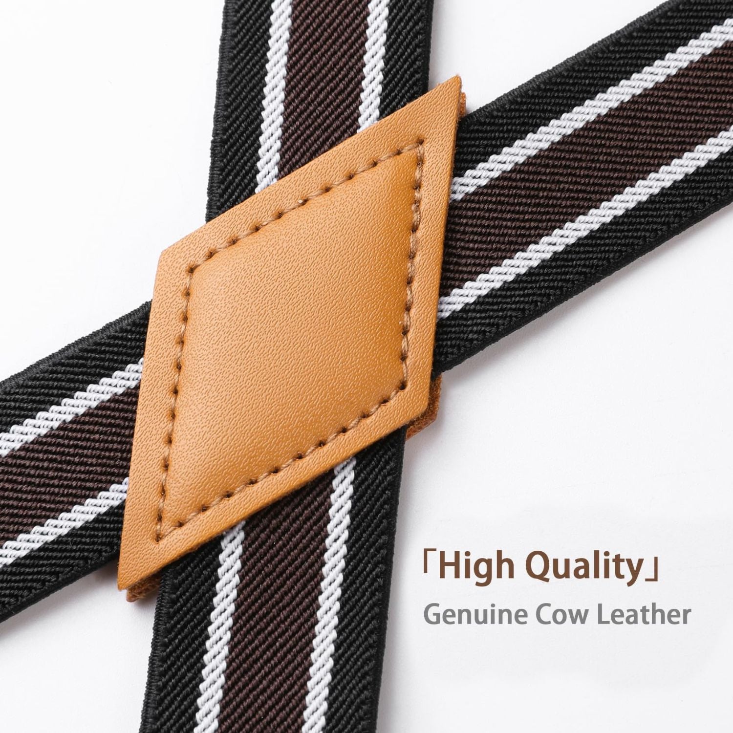 1.0 inch Adjustable Suspender with 4 Clips - BLACK/WHITE