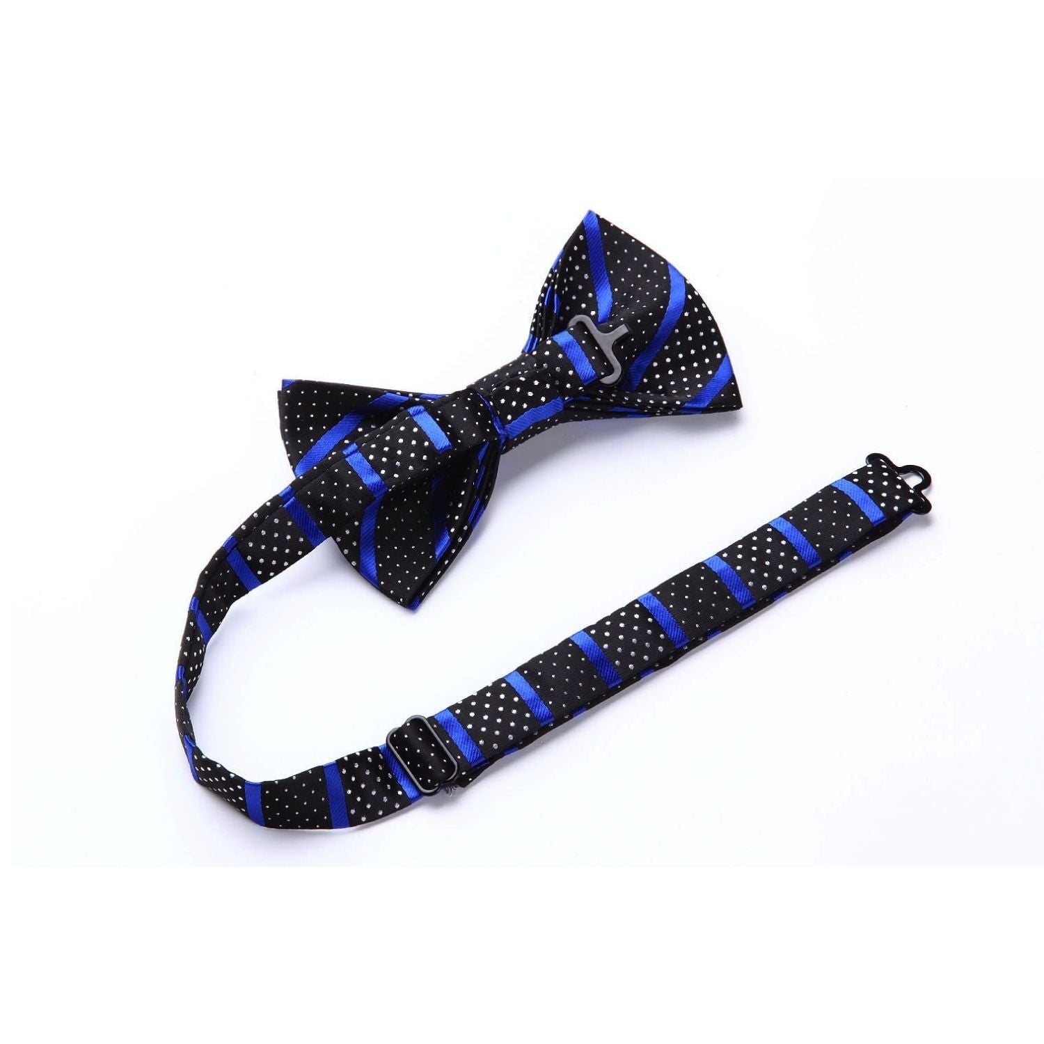 Stripe Suspender Pre-Tied Bow Tie Handkerchief - B2-BLUE/BLACK