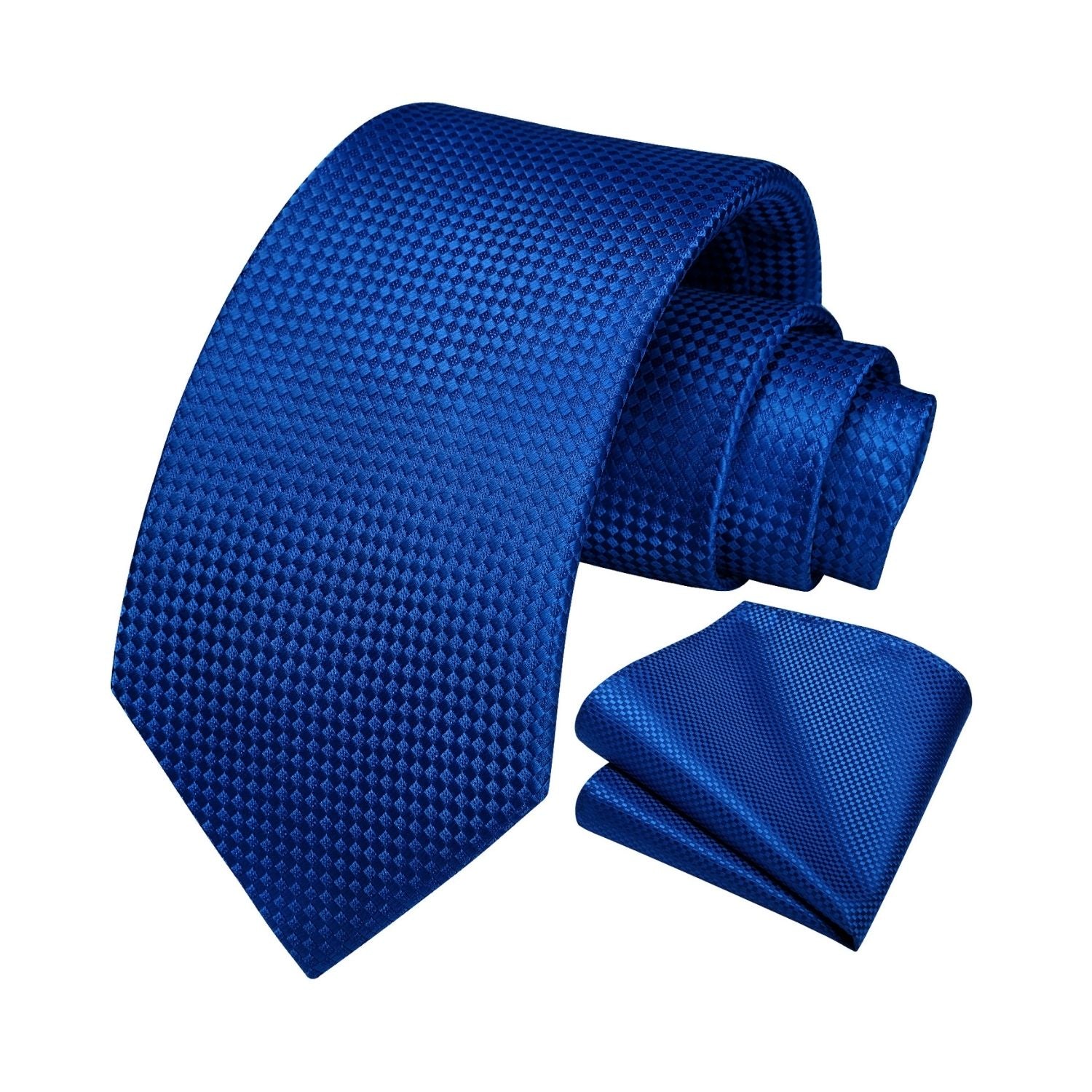 Men's Plaid Tie Handkerchief Set - A-16 ROYAL BLUE
