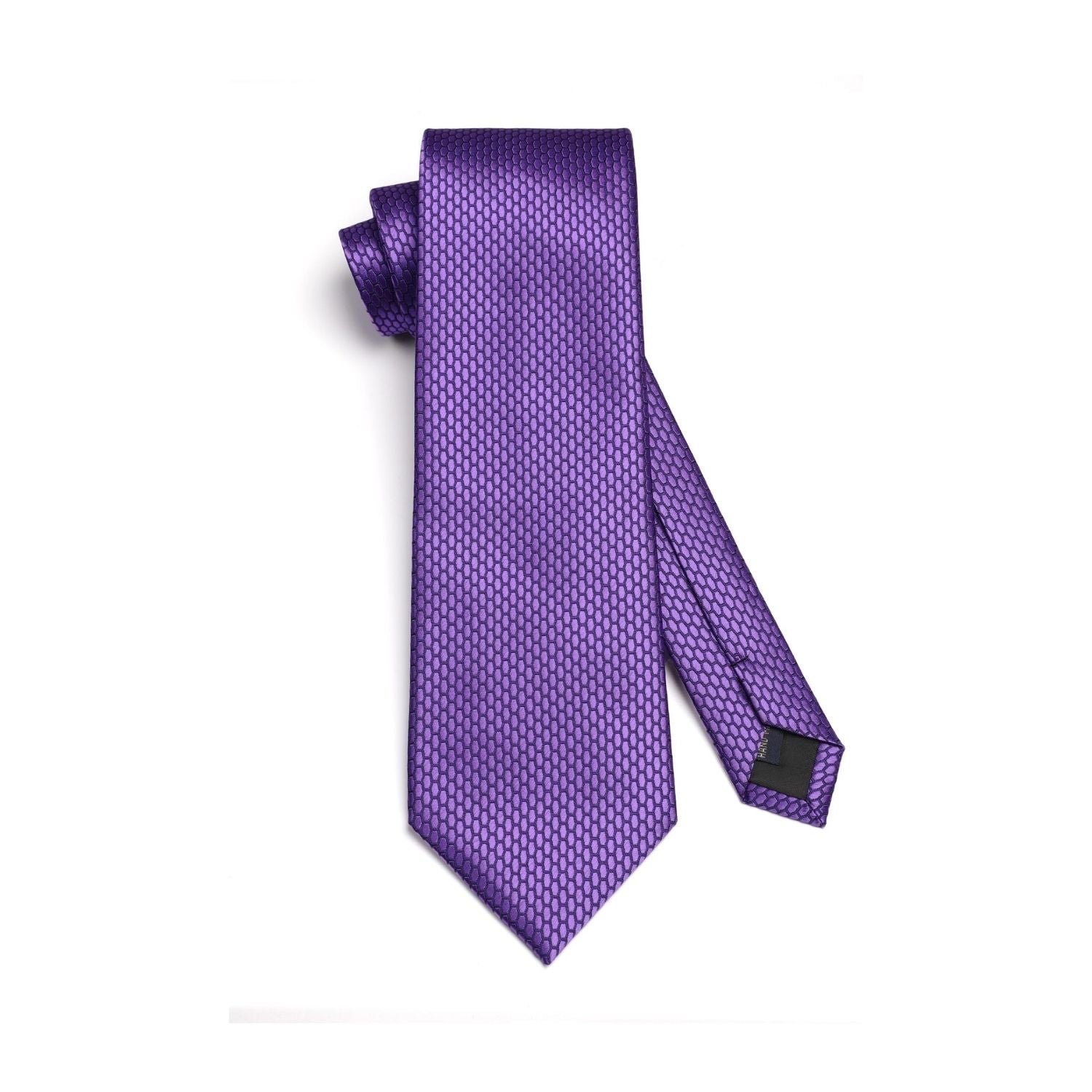 Men's Plaid Tie Handkerchief Set - 02-PURPLE