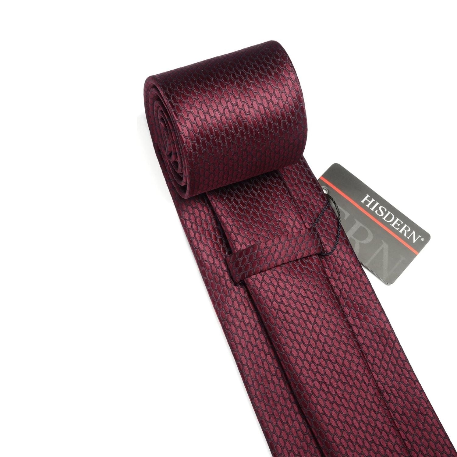 Men's Plaid Tie Handkerchief Set - 01-BURGUNDY 1