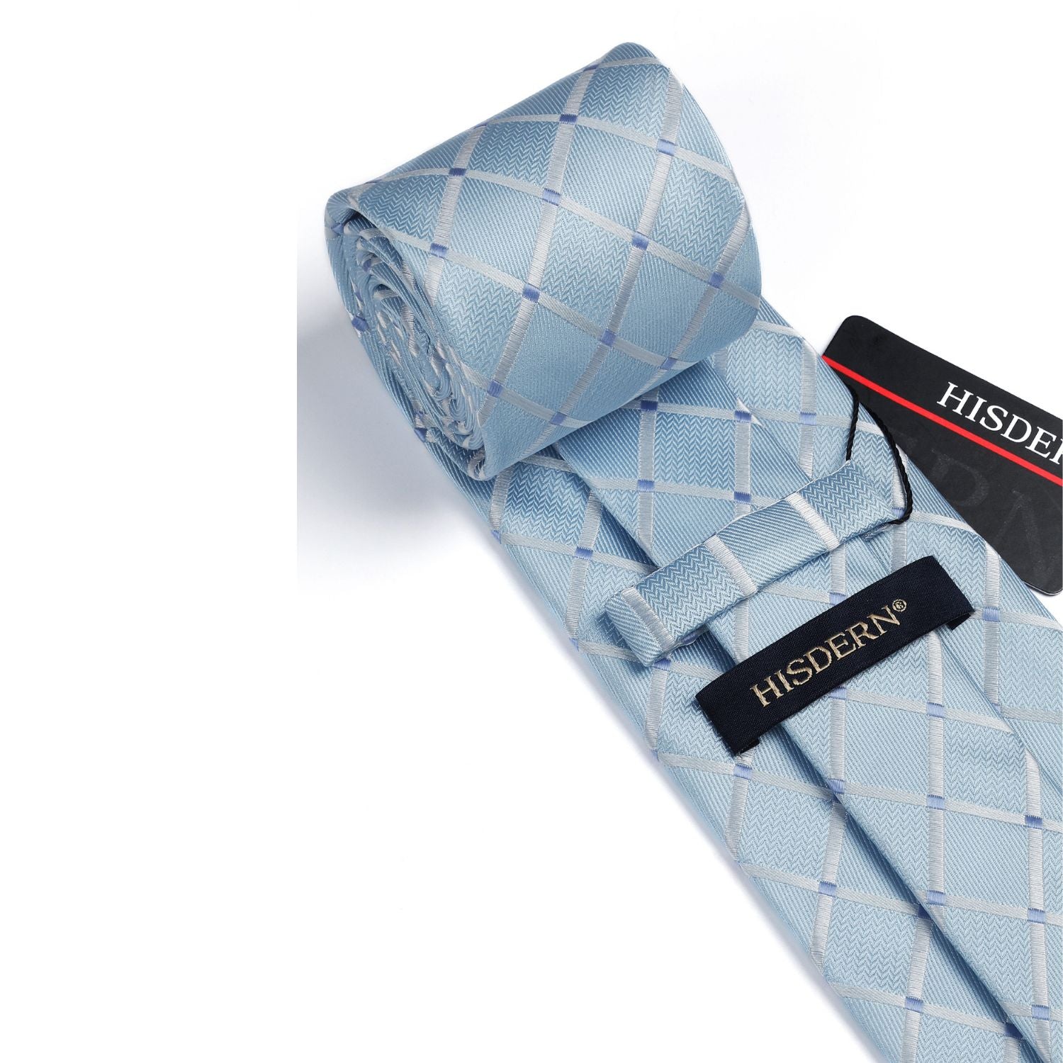 Plaid Tie Handkerchief Set - A6-BLUE