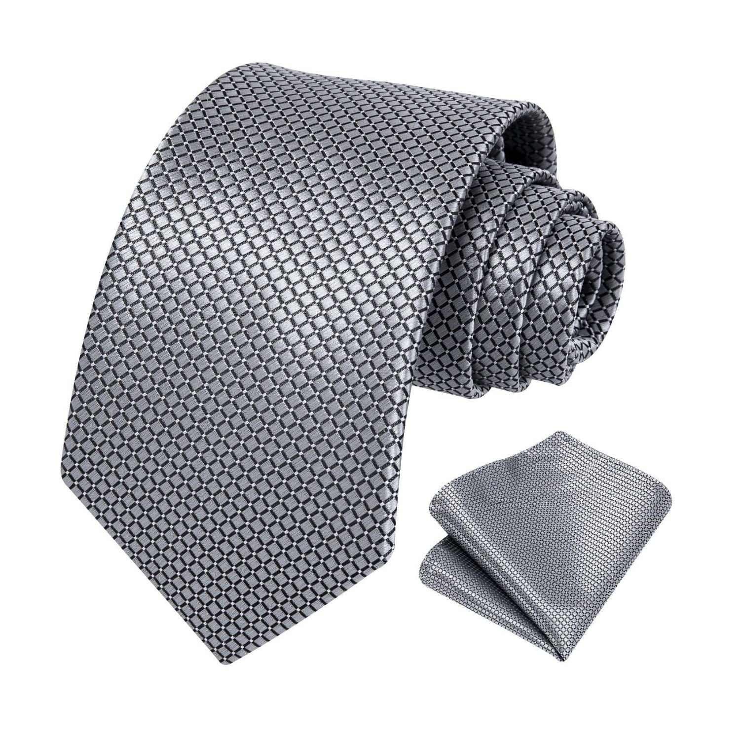 Houndstooth Tie Handkerchief Set - SILVER?