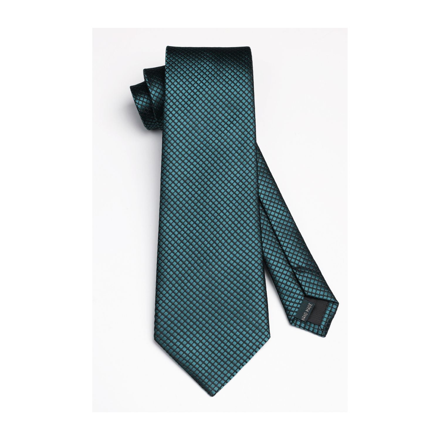 Men's Plaid Tie Handkerchief Set - C3- 0593-TEAL