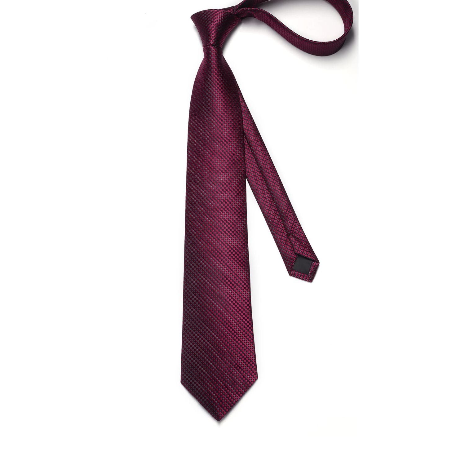 Houndstooth Tie Handkerchief Set - BURGUNDY