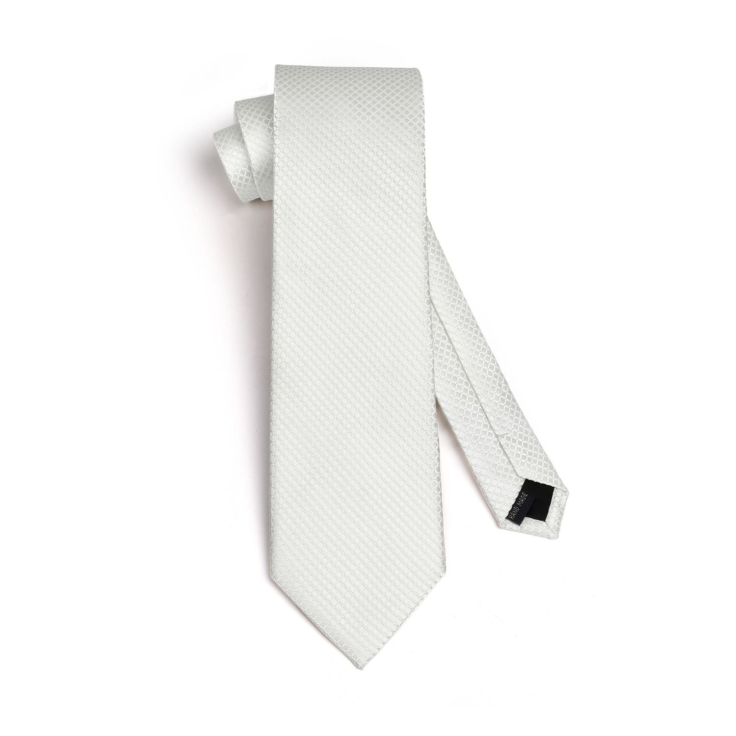 Men's Plaid Tie Handkerchief Set - 092 WHITE