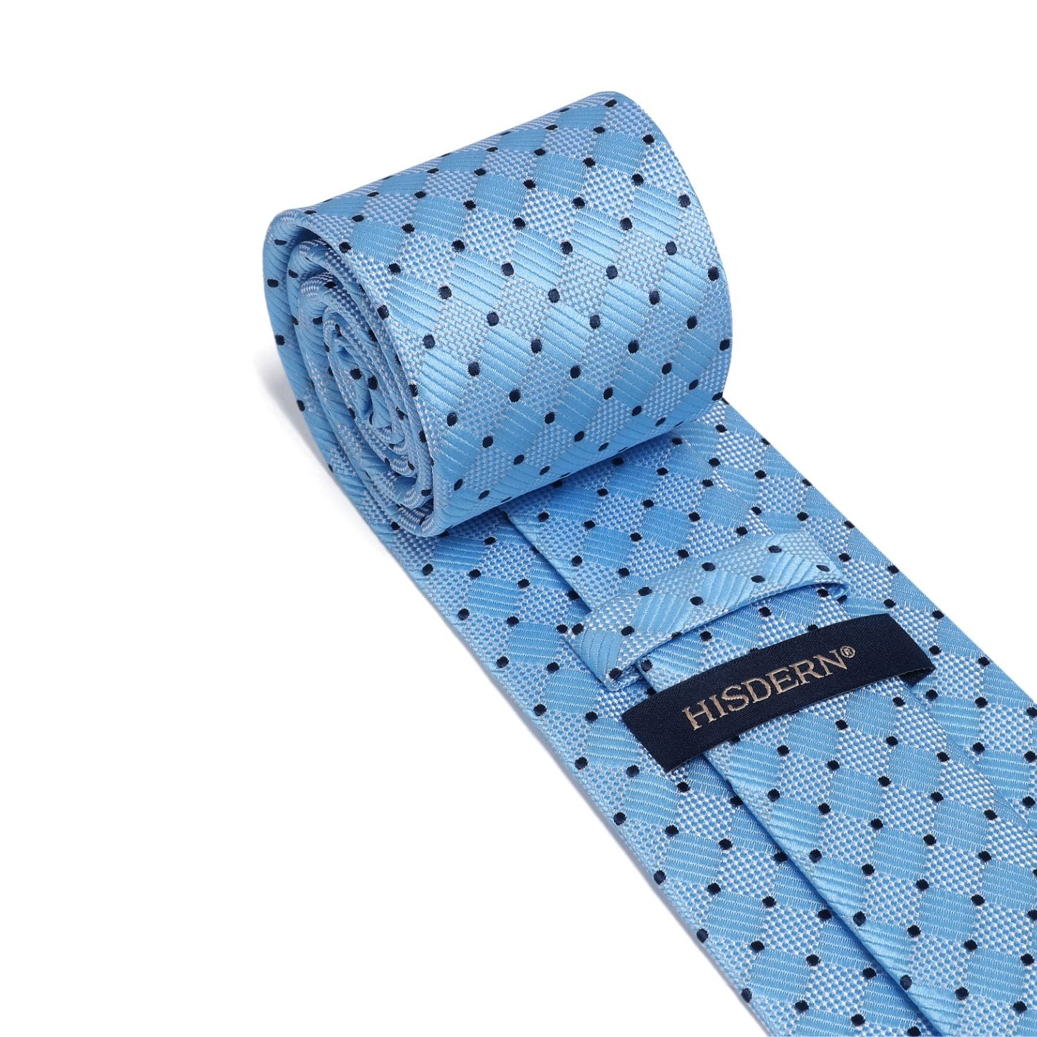 Plaid Dot Tie Handkerchief Set - LIGHT BLUE