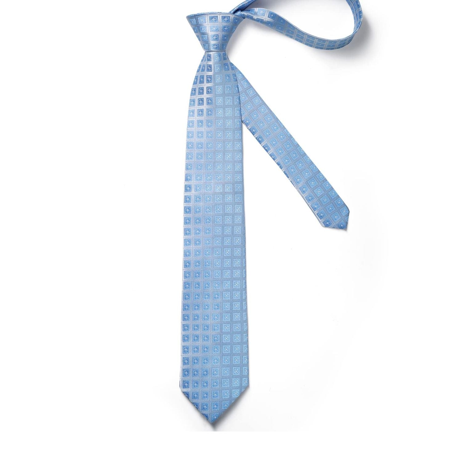 Plaid Tie Handkerchief Set - BLUE