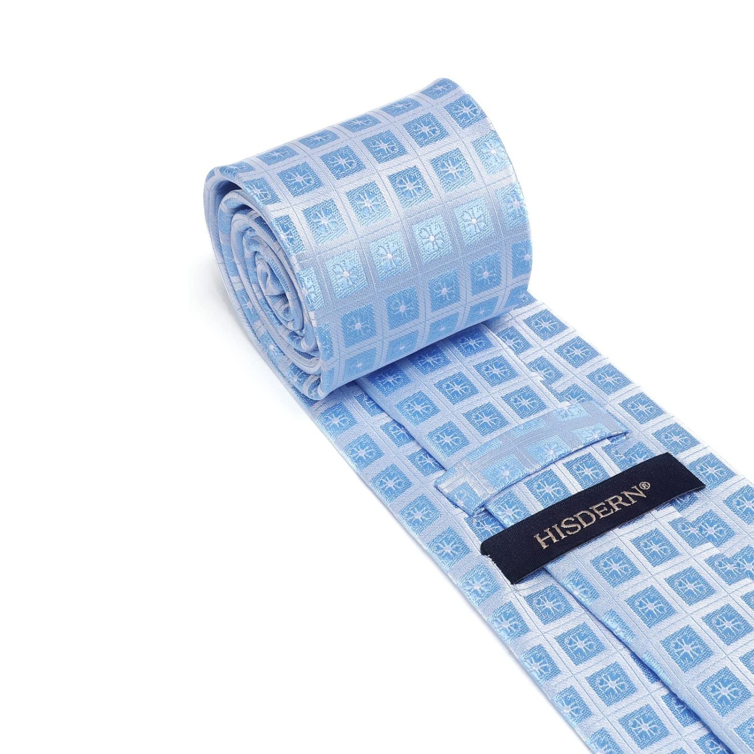 Plaid Tie Handkerchief Set - BLUE