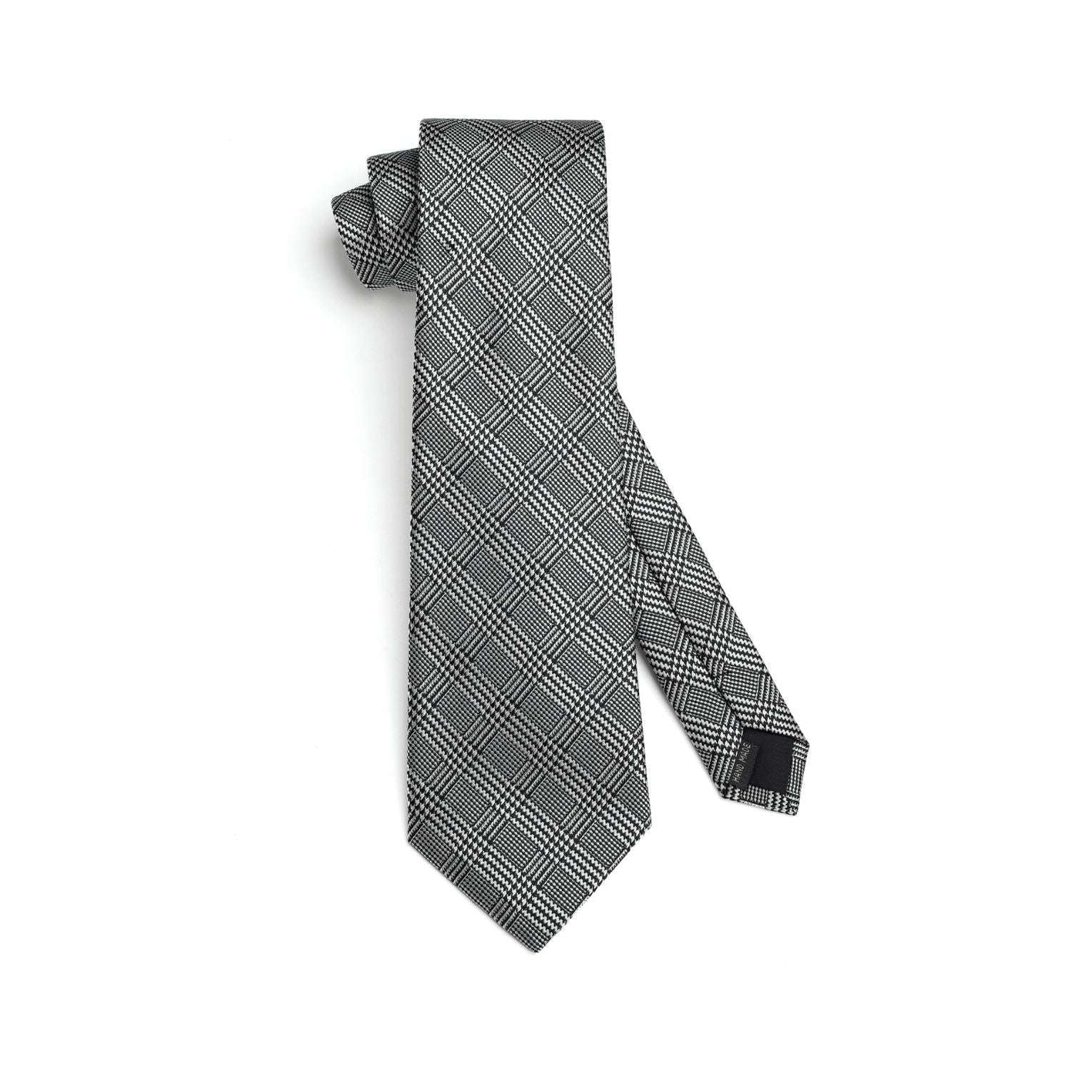 Men's Plaid Tie Handkerchief Set - A1-GRAY2