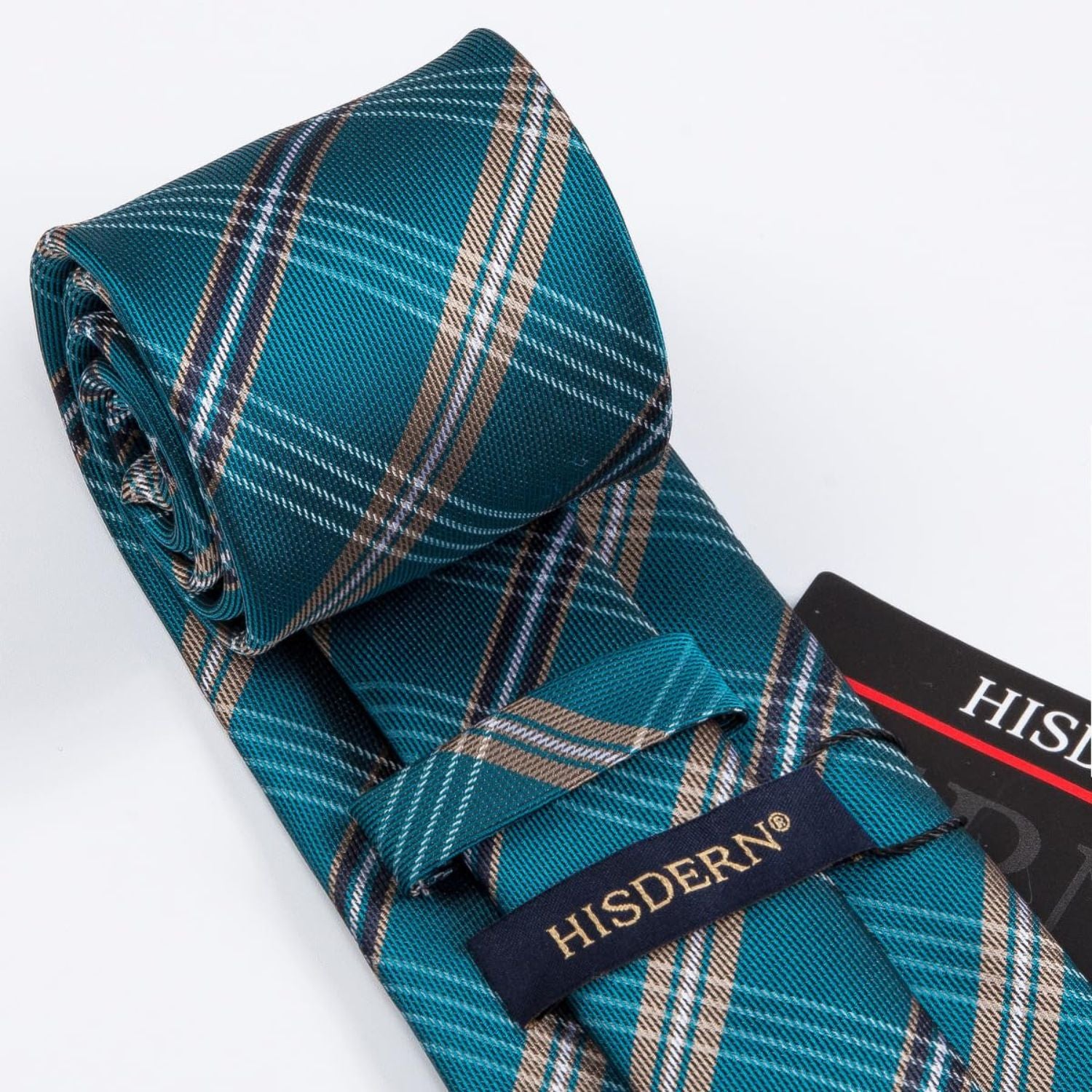 Hisdern Blue Plaid Wedding Accessories Set with Cufflinks