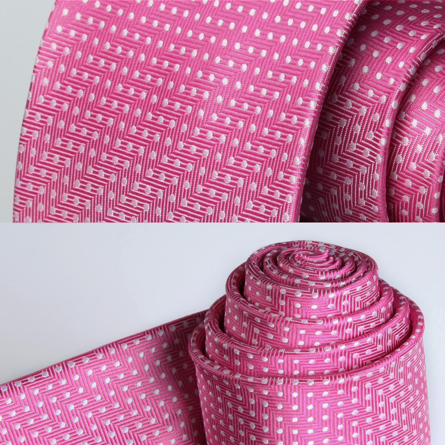 Polka Dot Tie Handkerchief Set - A-PINK