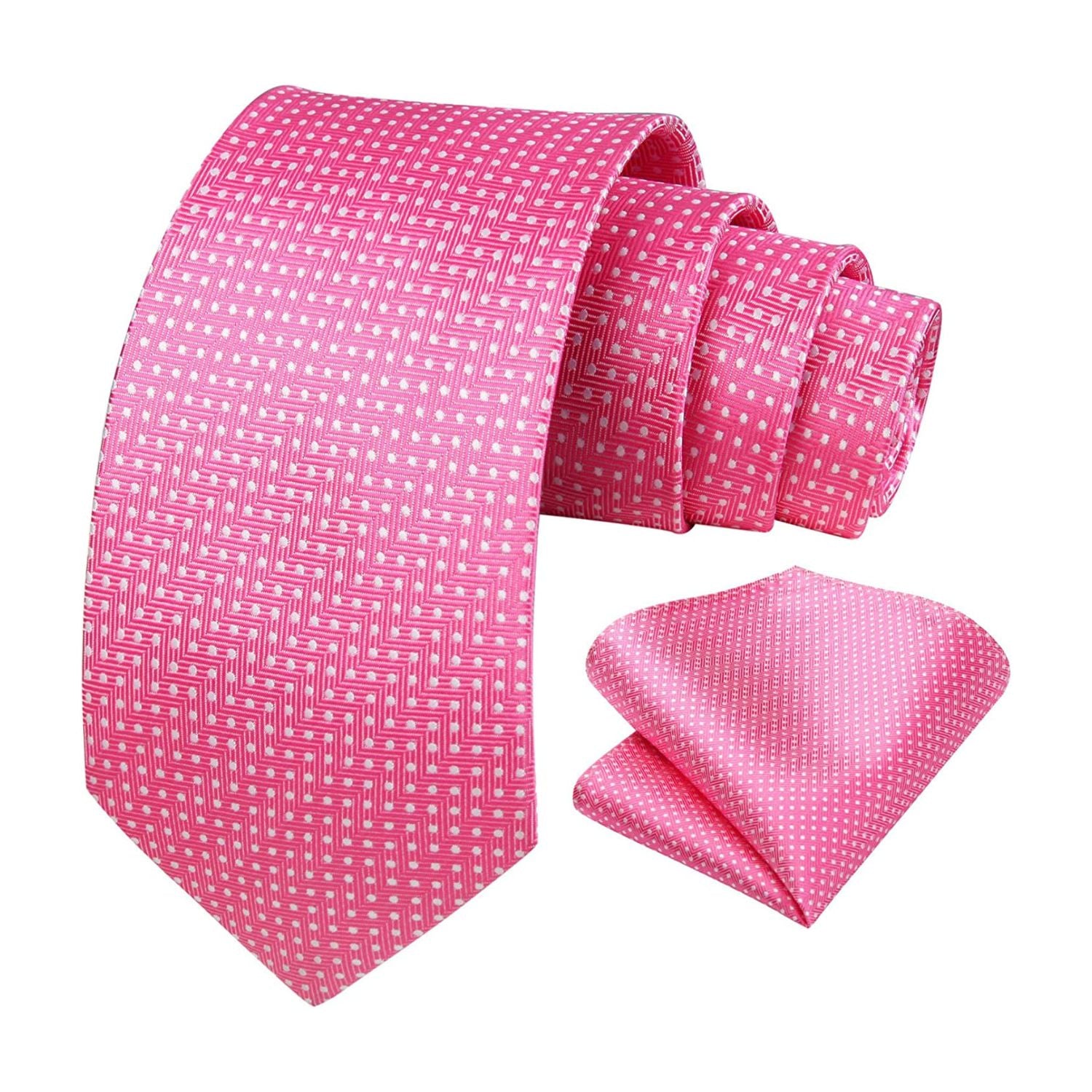 Polka Dot Tie Handkerchief Set - A-PINK