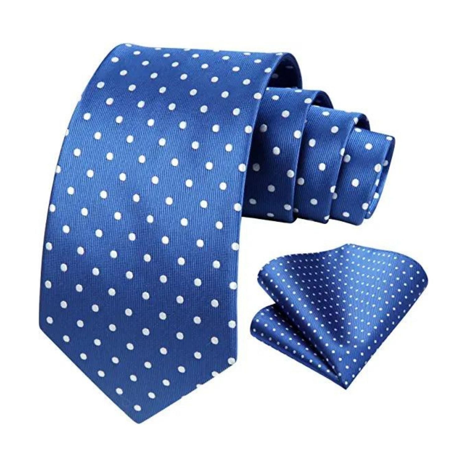Polka Dot Tie Handkerchief Set - A-BLUE/WHITE