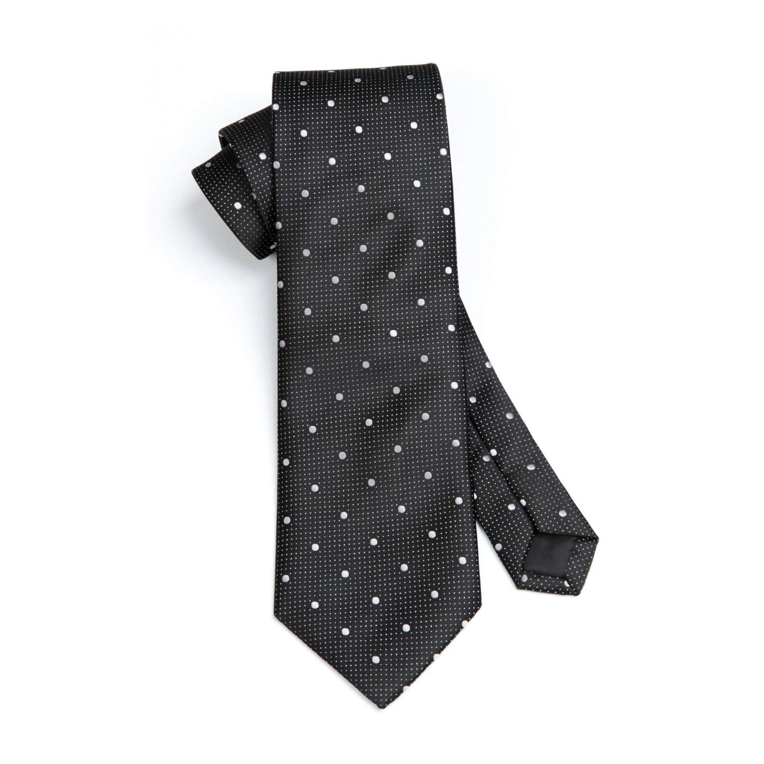 Polka Dot Ties Handkerchief Set - BLACK/WHITE