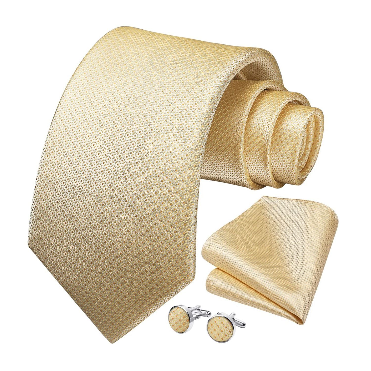 Houndstooth Tie Handkerchief Cufflinks - BEIGE
