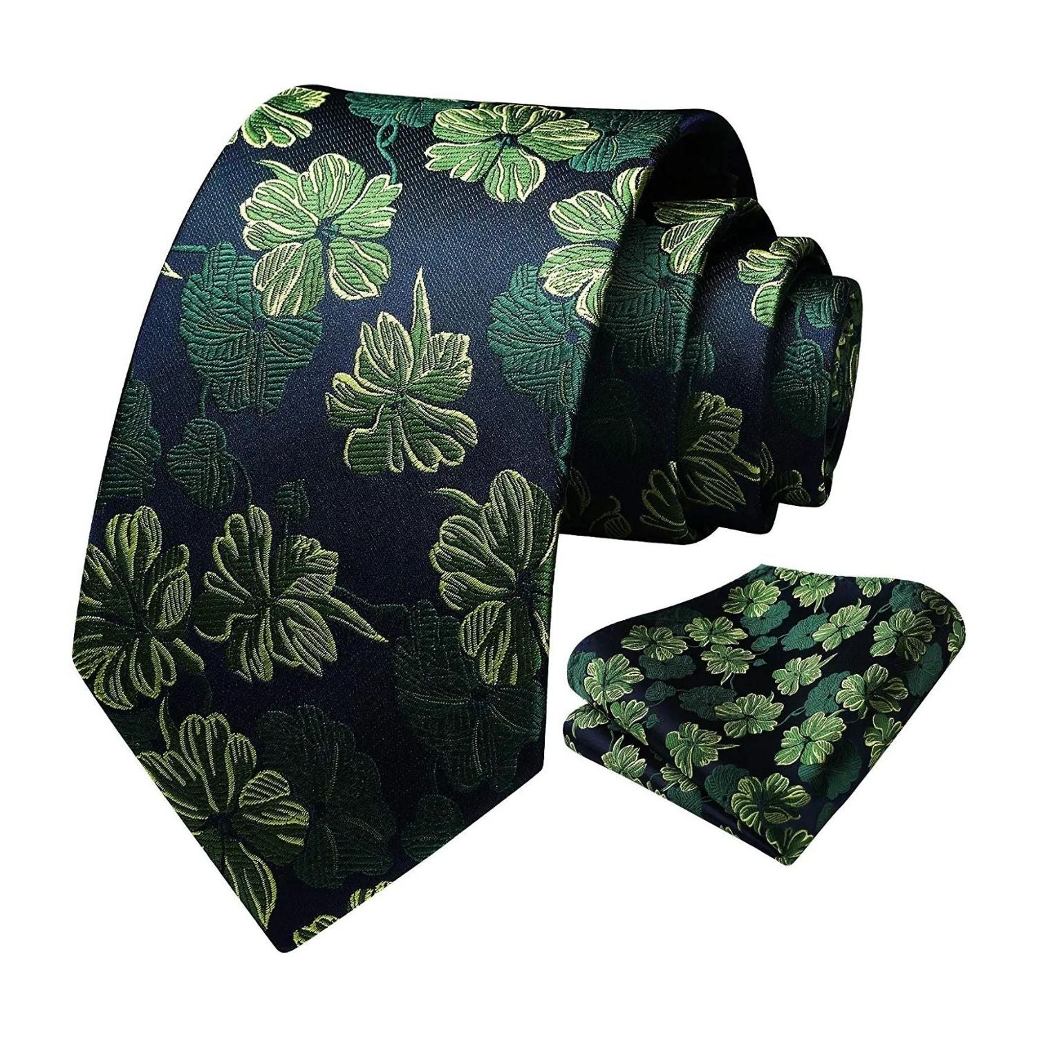 Floral Tie Handkerchief Set - C-GREEN/NAVY BLUE