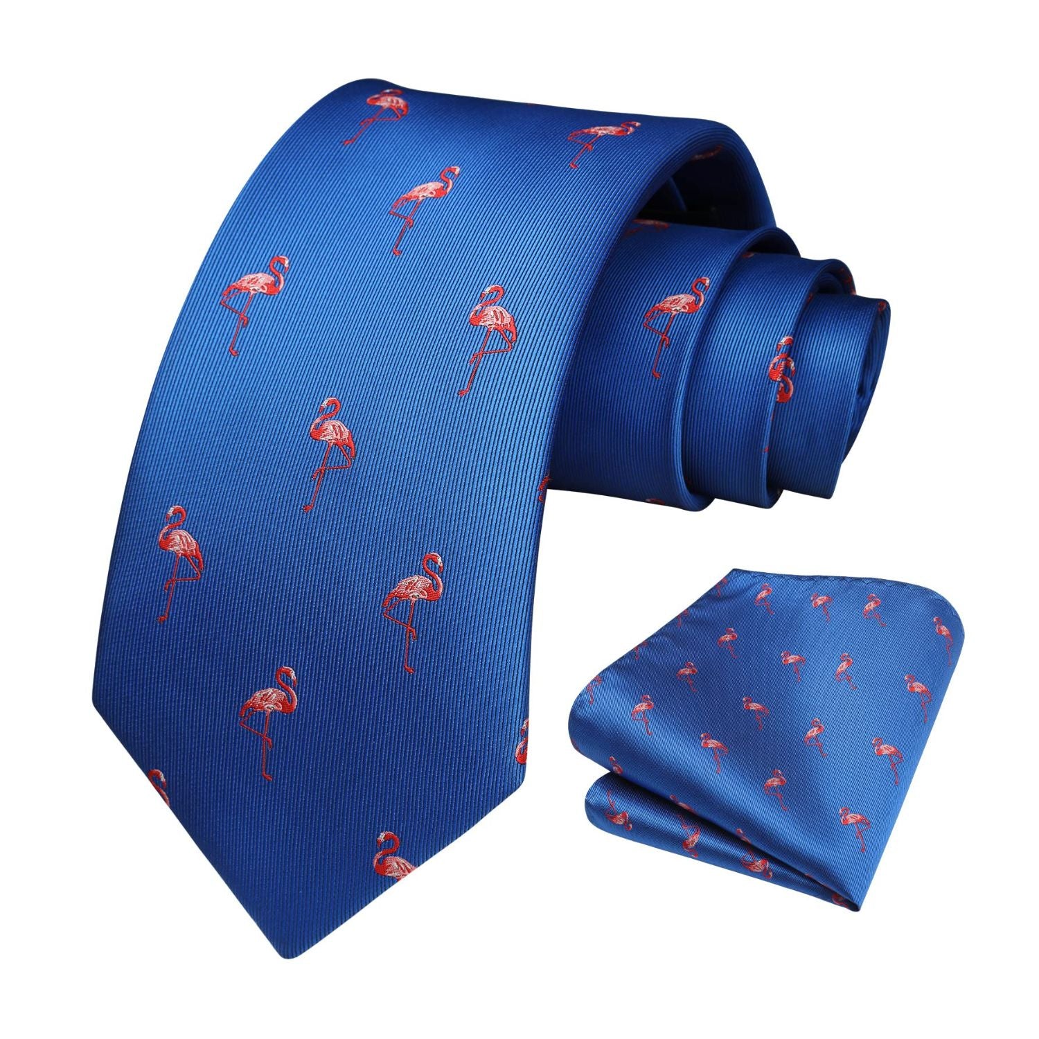 Flamingo Tie Handkerchief Set - 02-BLUE