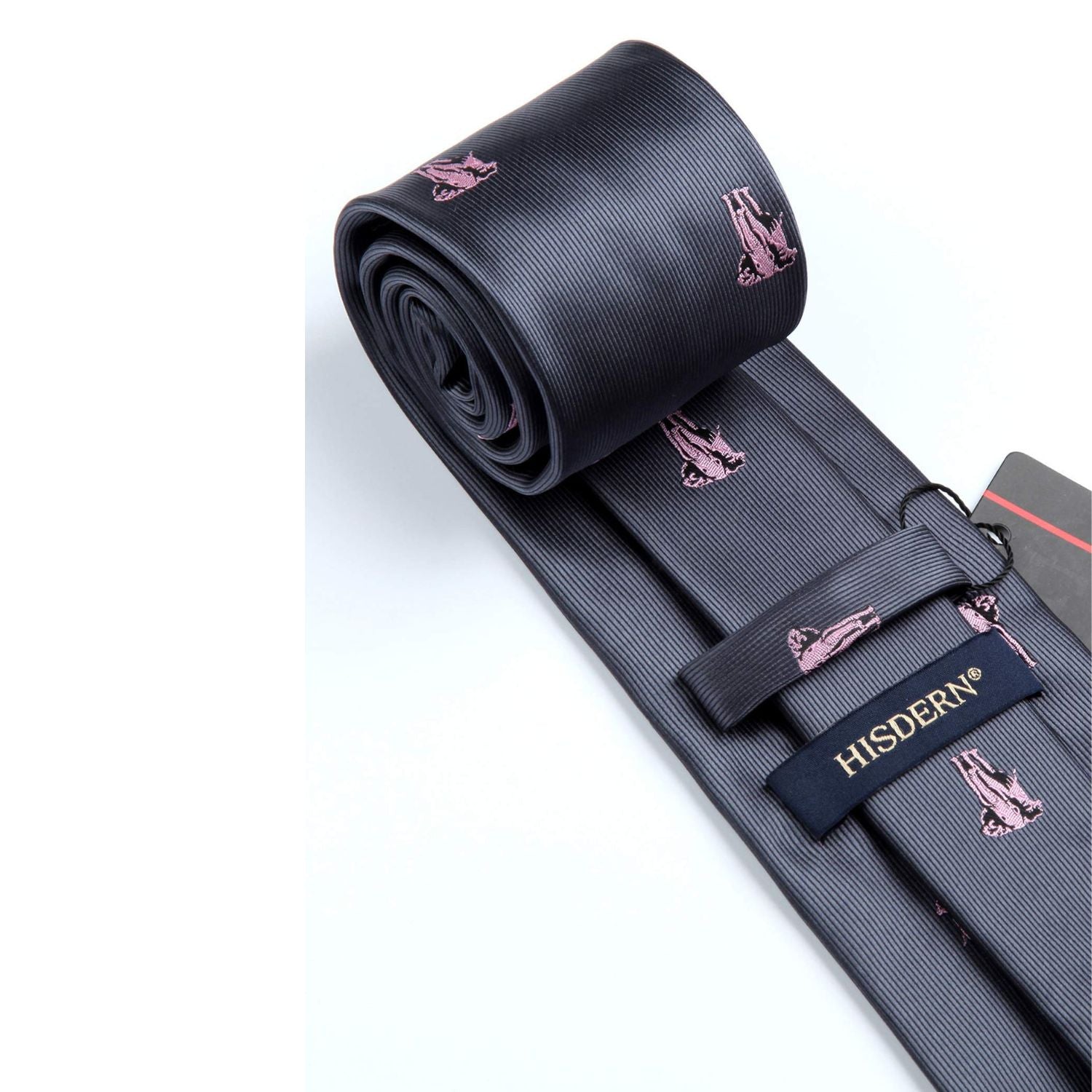 Elephant Tie Handkerchief Set - 03-GREY