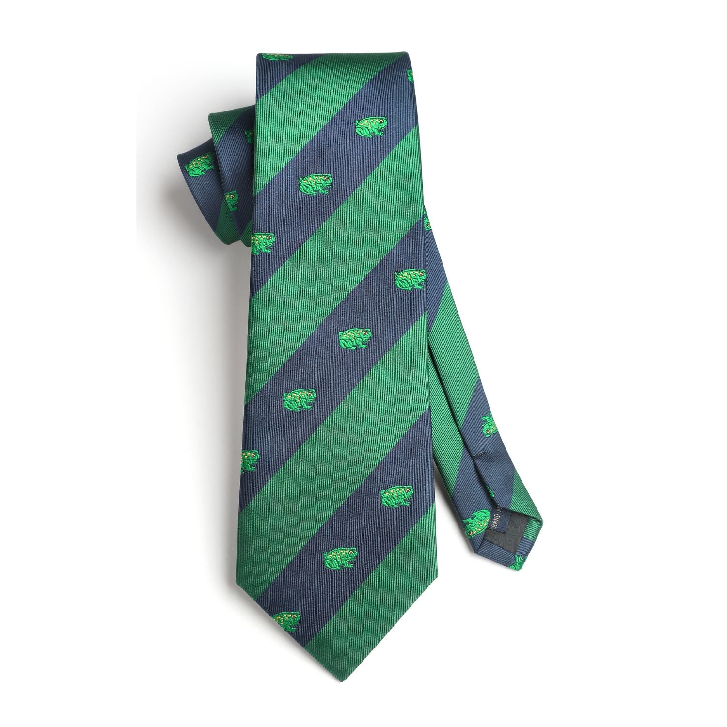 Frog Tie Handkerchief Set - 06-GREEN/NAVY BLUE