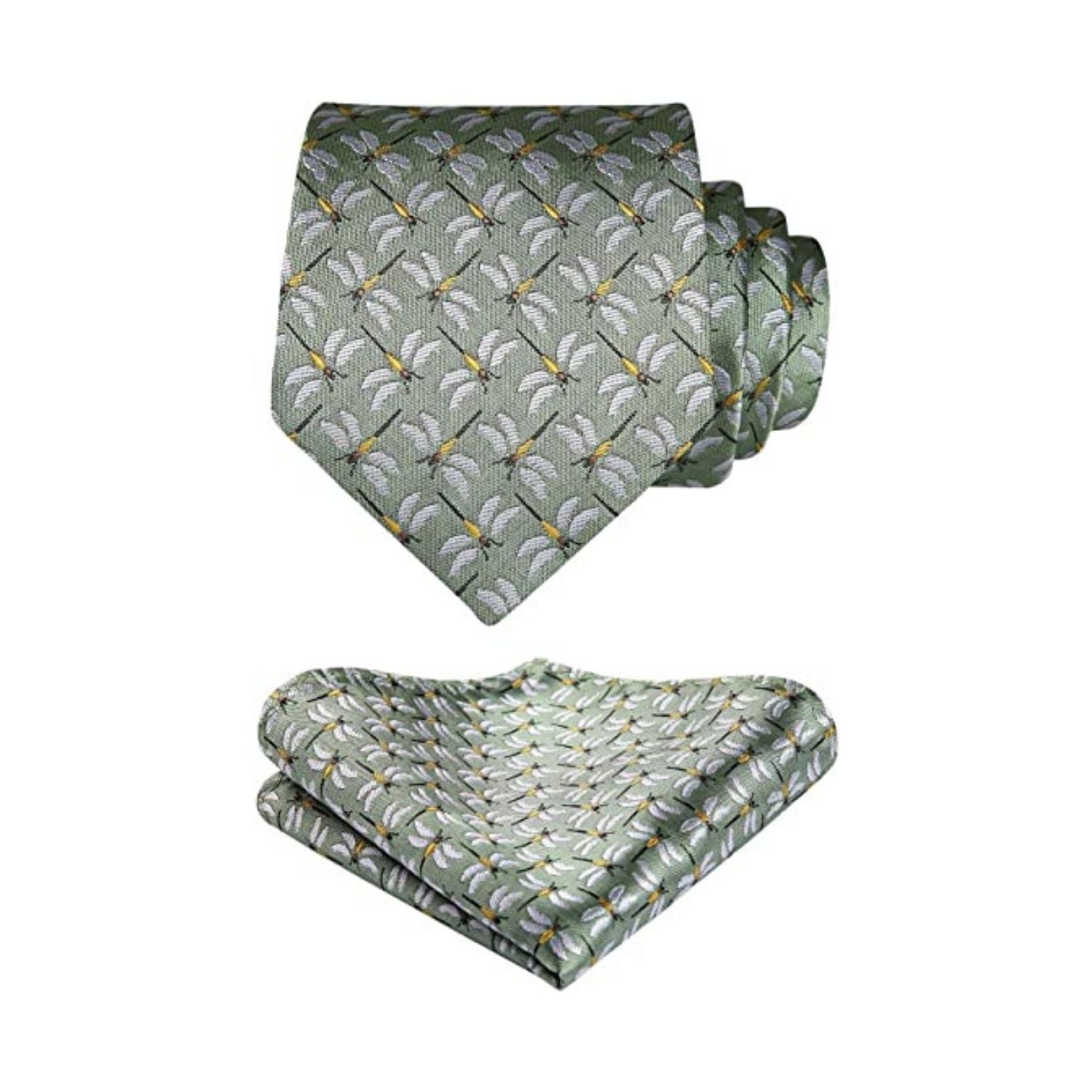 Dragonfly Tie Handkerchief Set - 06-MINT GREEN