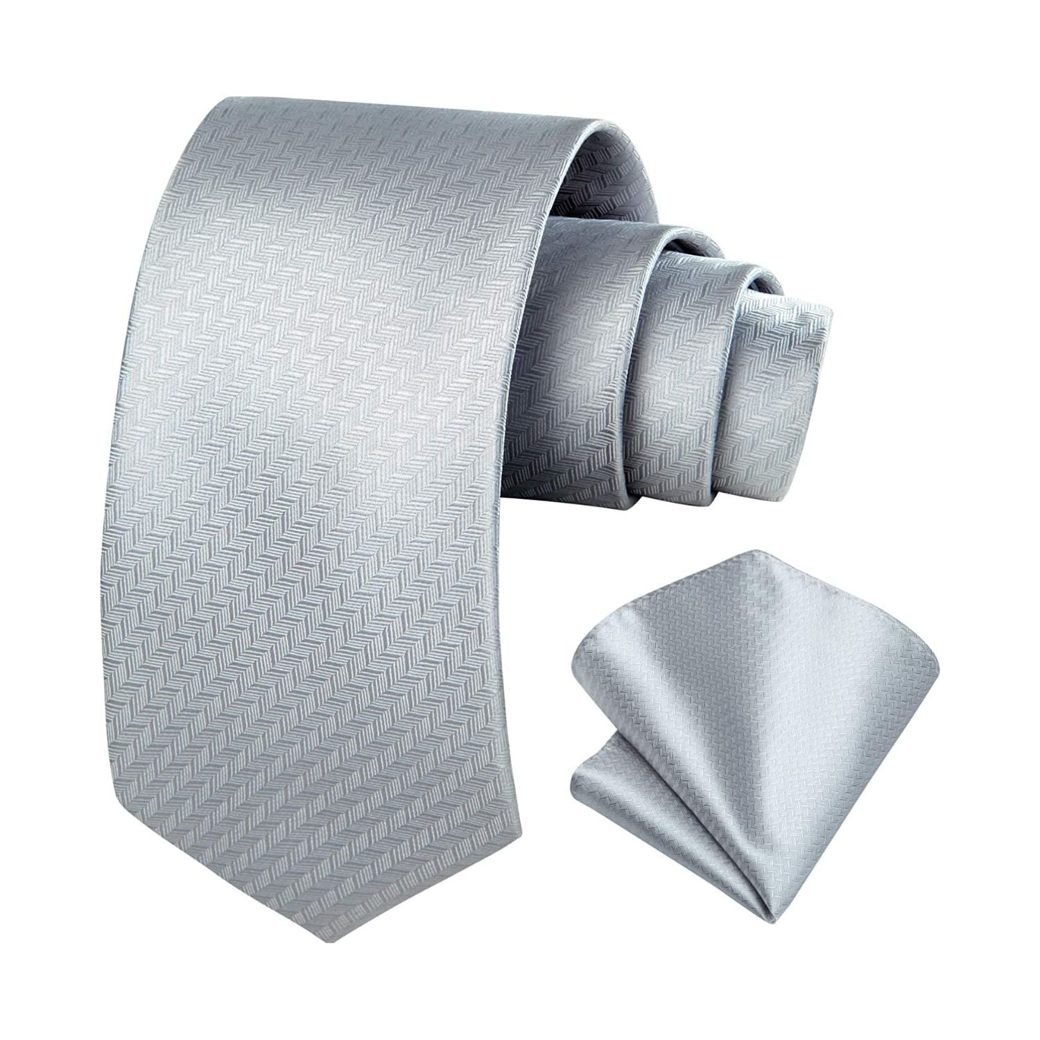 Houndstooth Tie Handkerchief Set - GRAY/WHITE