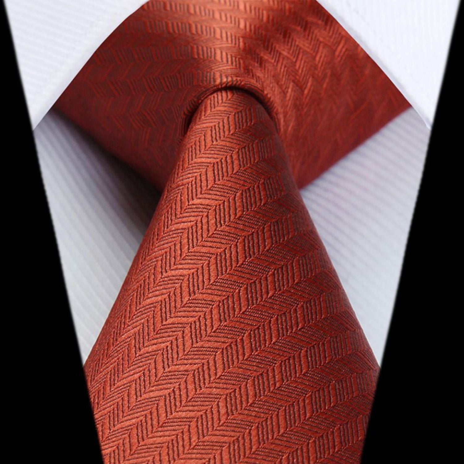 Houndstooth Tie Handkerchief Set - BURNT ORANGE