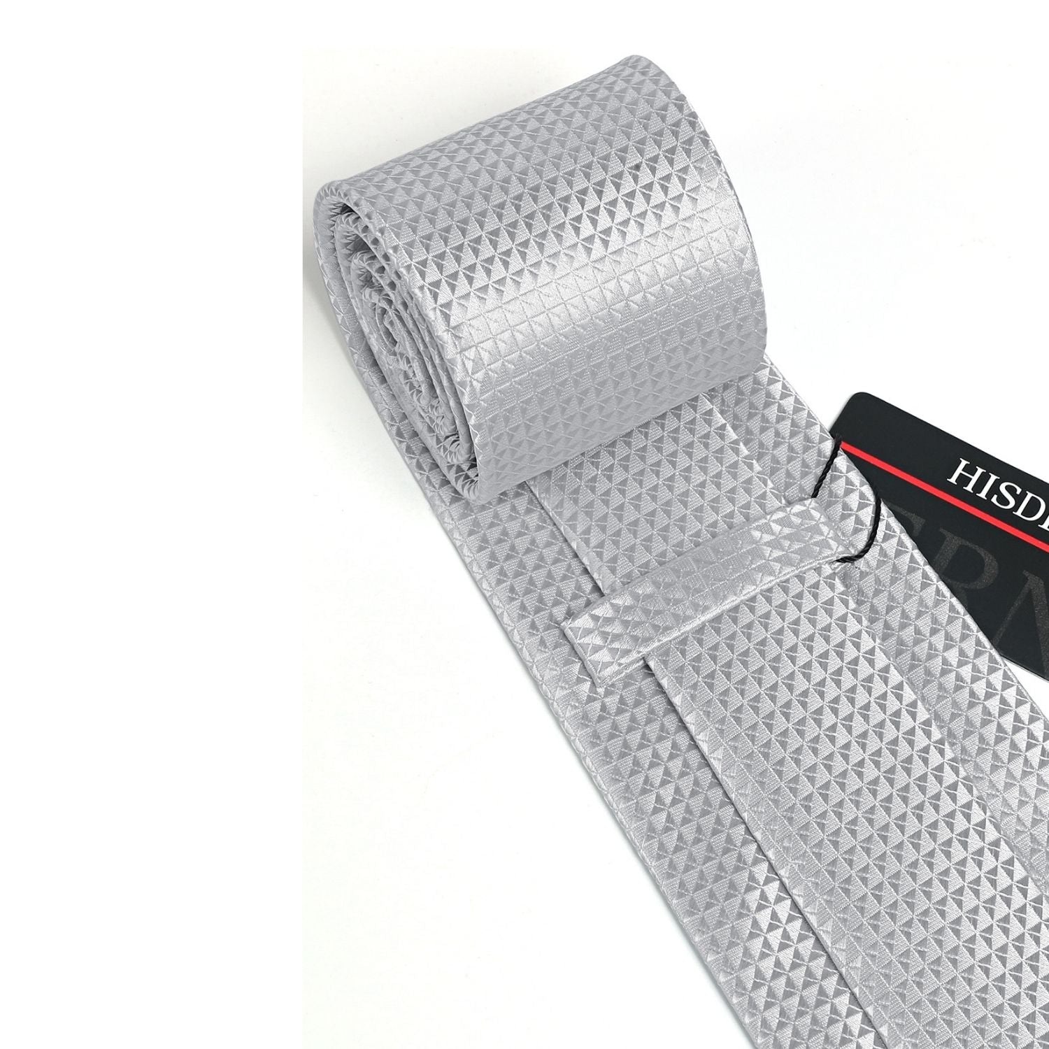 Houndstooth Tie Handkerchief Set - SILVER-2